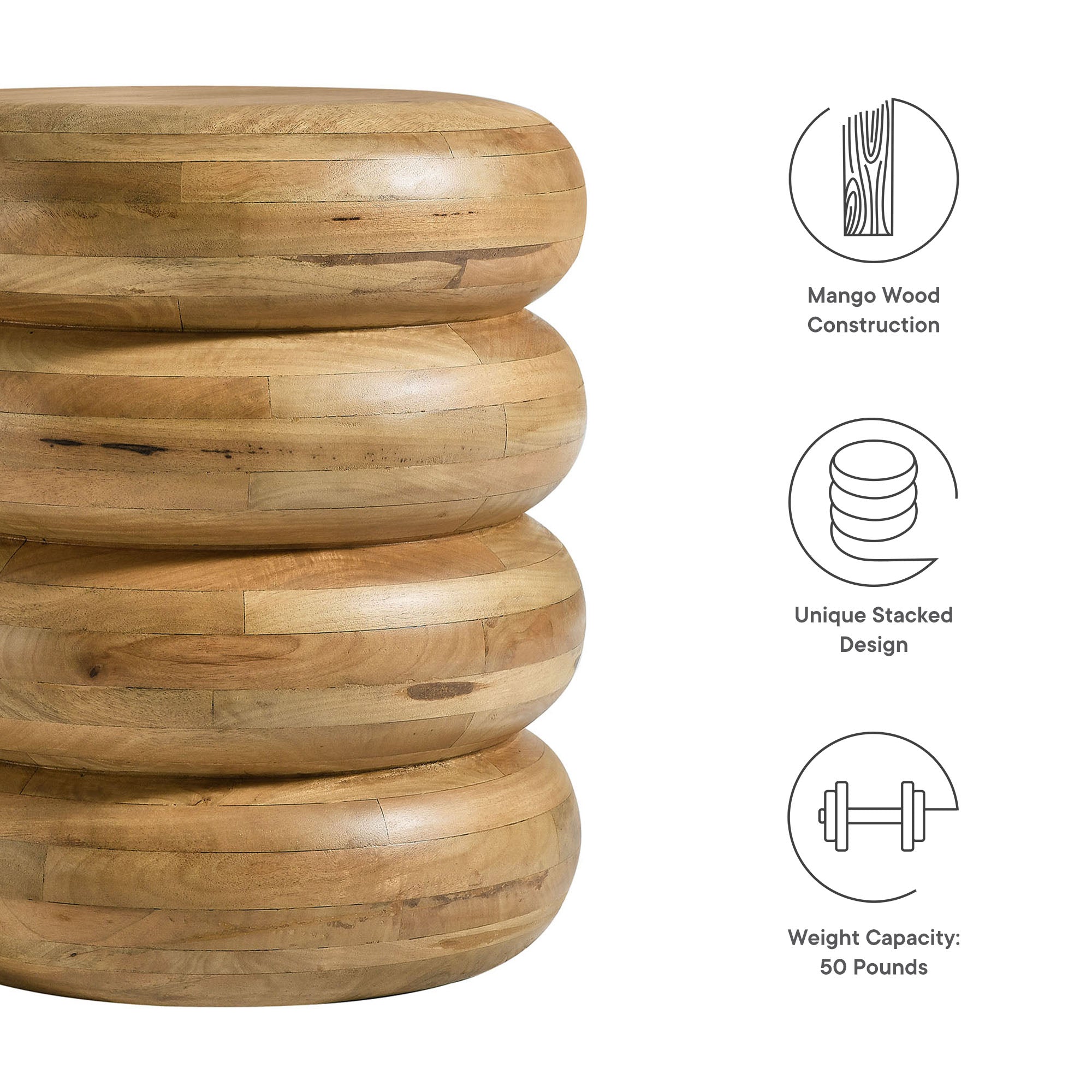 Modway Ellery Round Stacked Wood Side Table