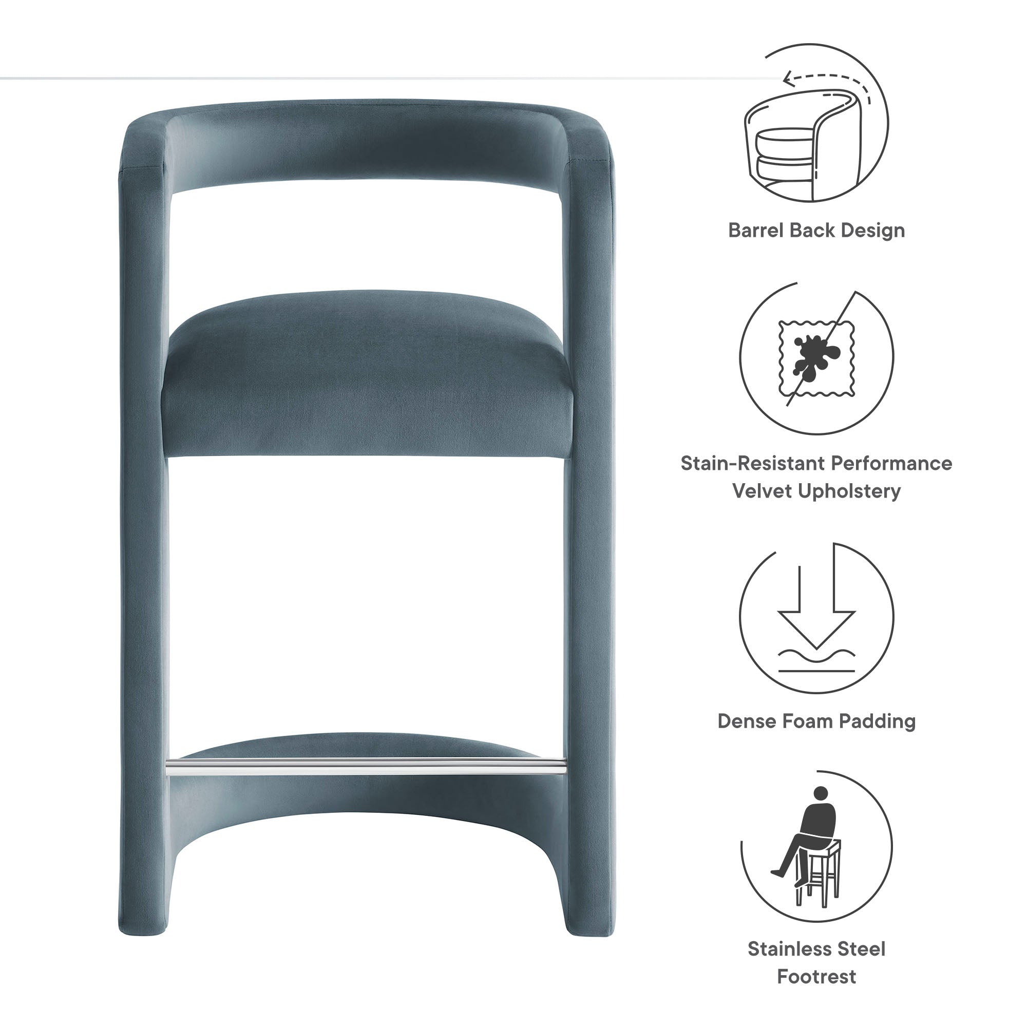Modway Winslow Performance Velvet Counter Stool