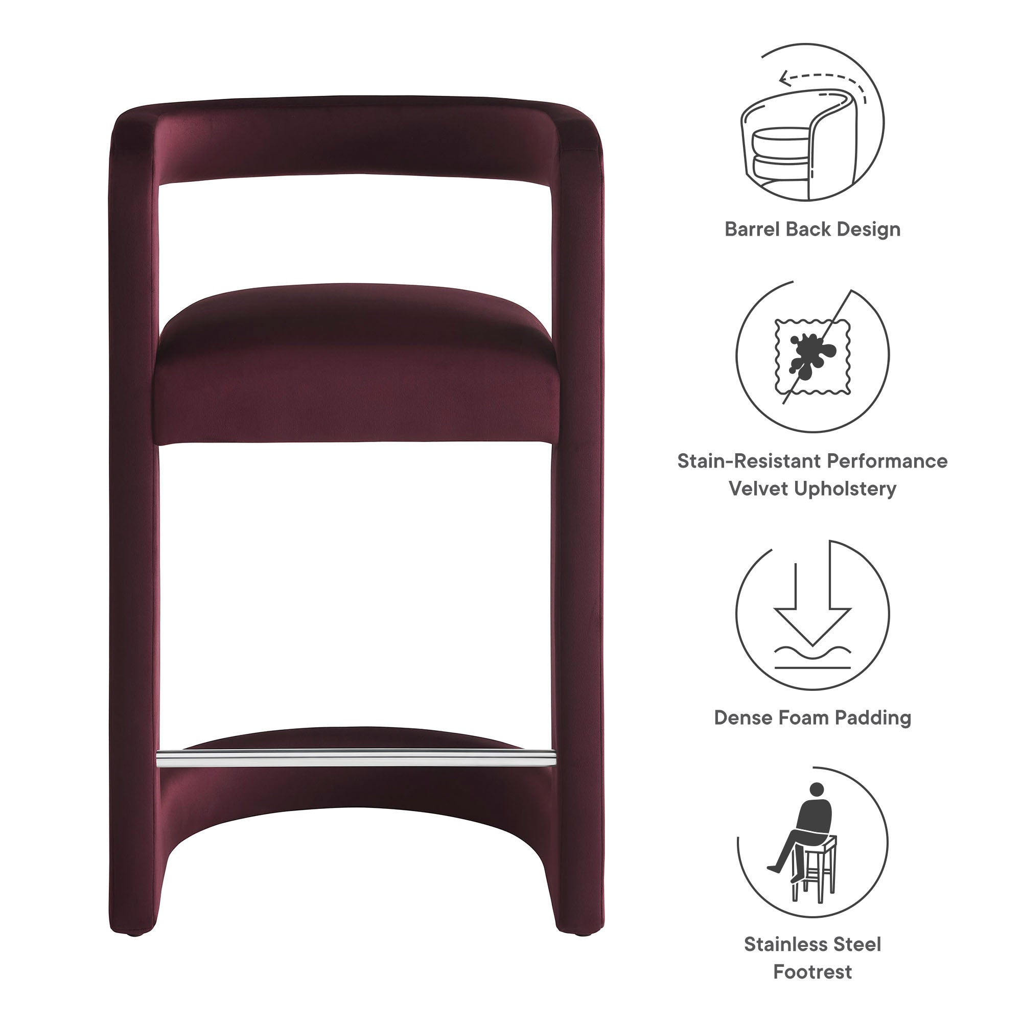 Modway Winslow Performance Velvet Counter Stool
