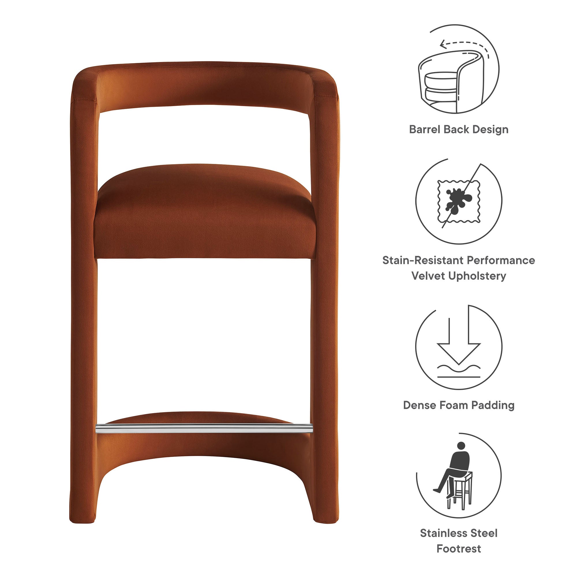Modway Winslow Performance Velvet Counter Stool