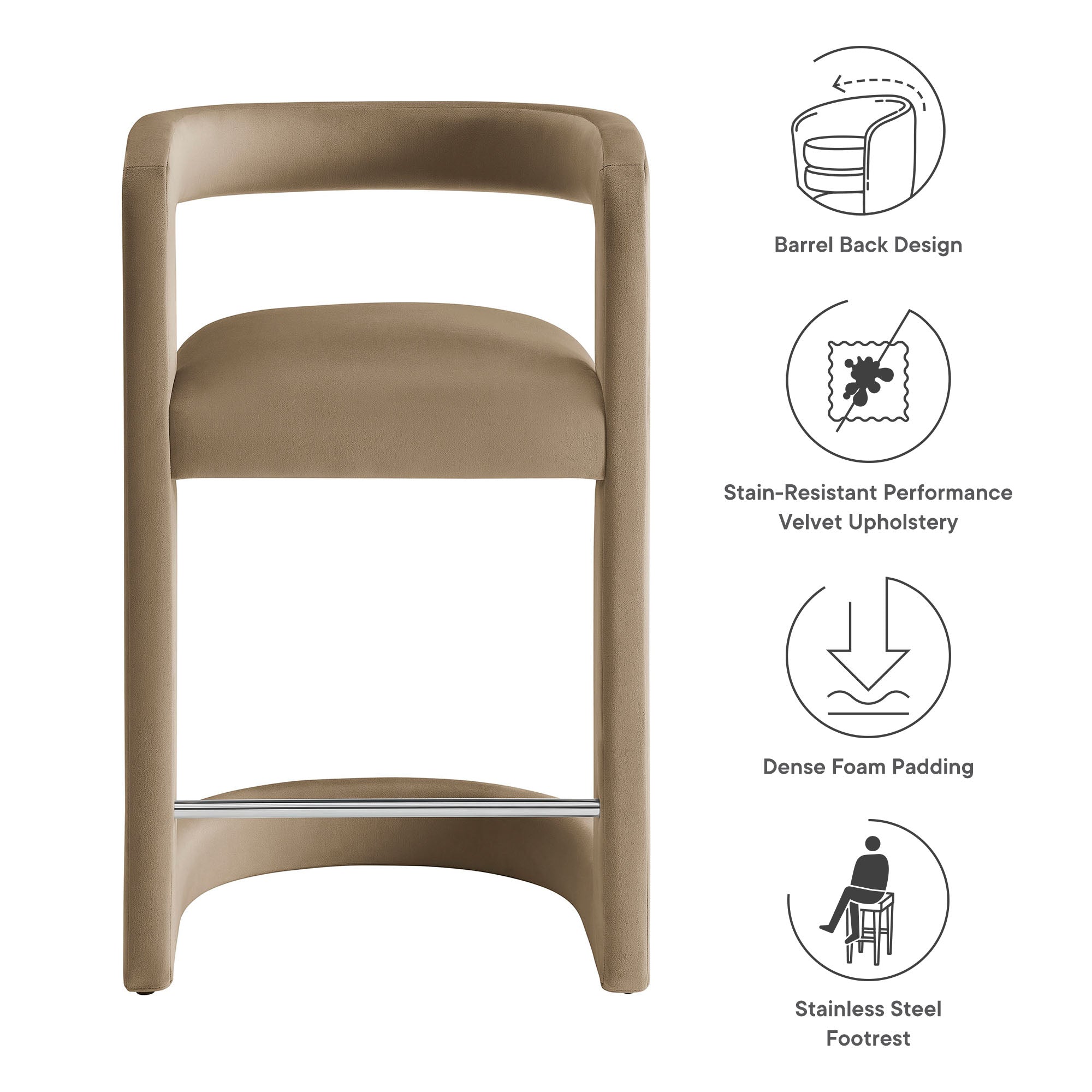 Modway Winslow Performance Velvet Counter Stool