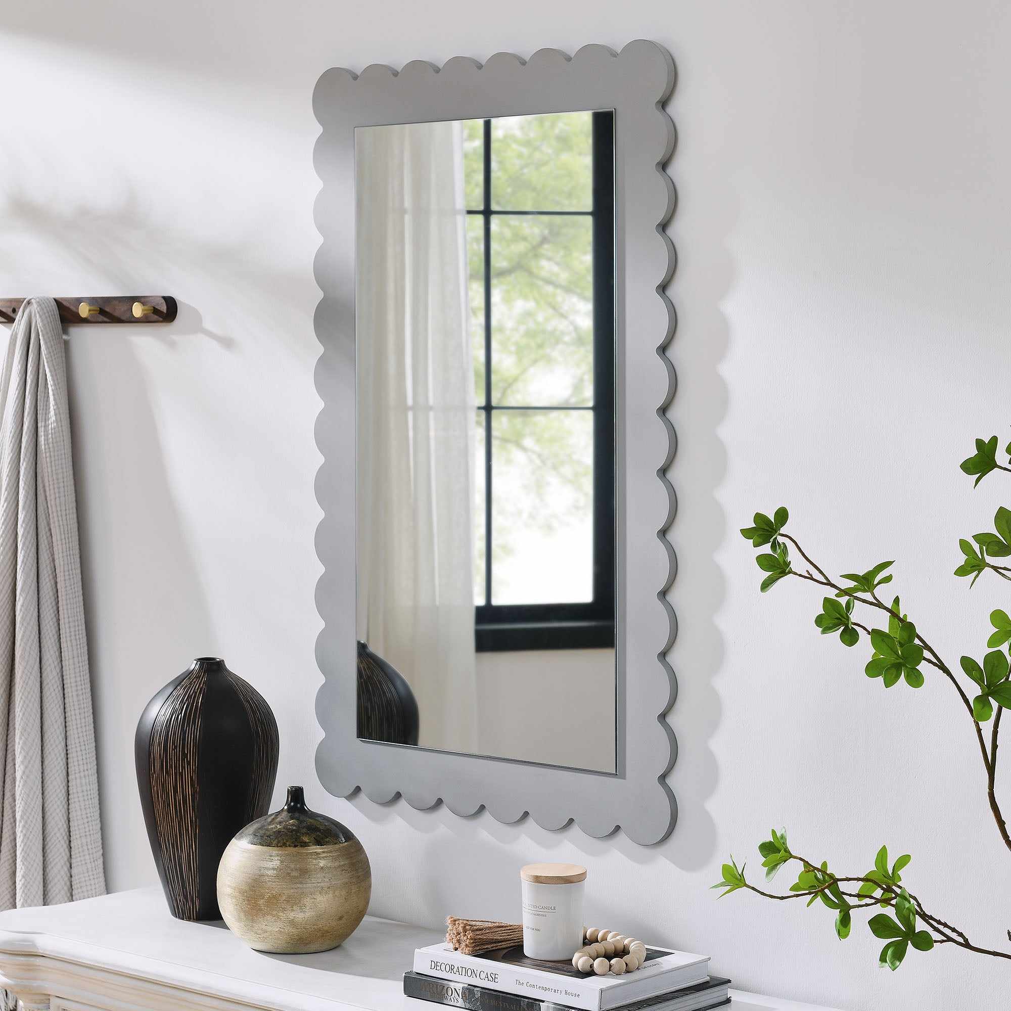 Modway Emmeline Scalloped Rectangle Wall Mirror