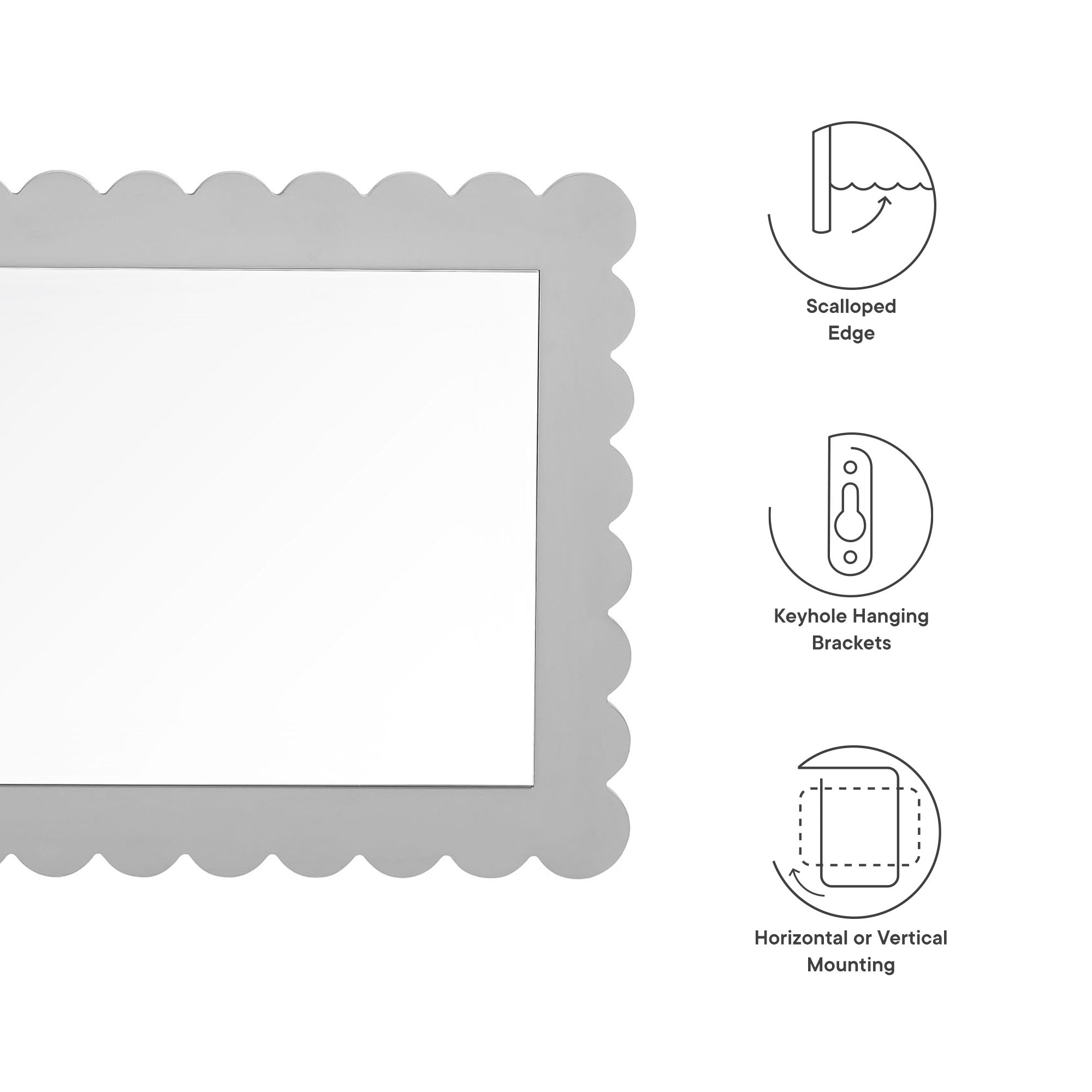 Modway Emmeline Scalloped Rectangle Wall Mirror