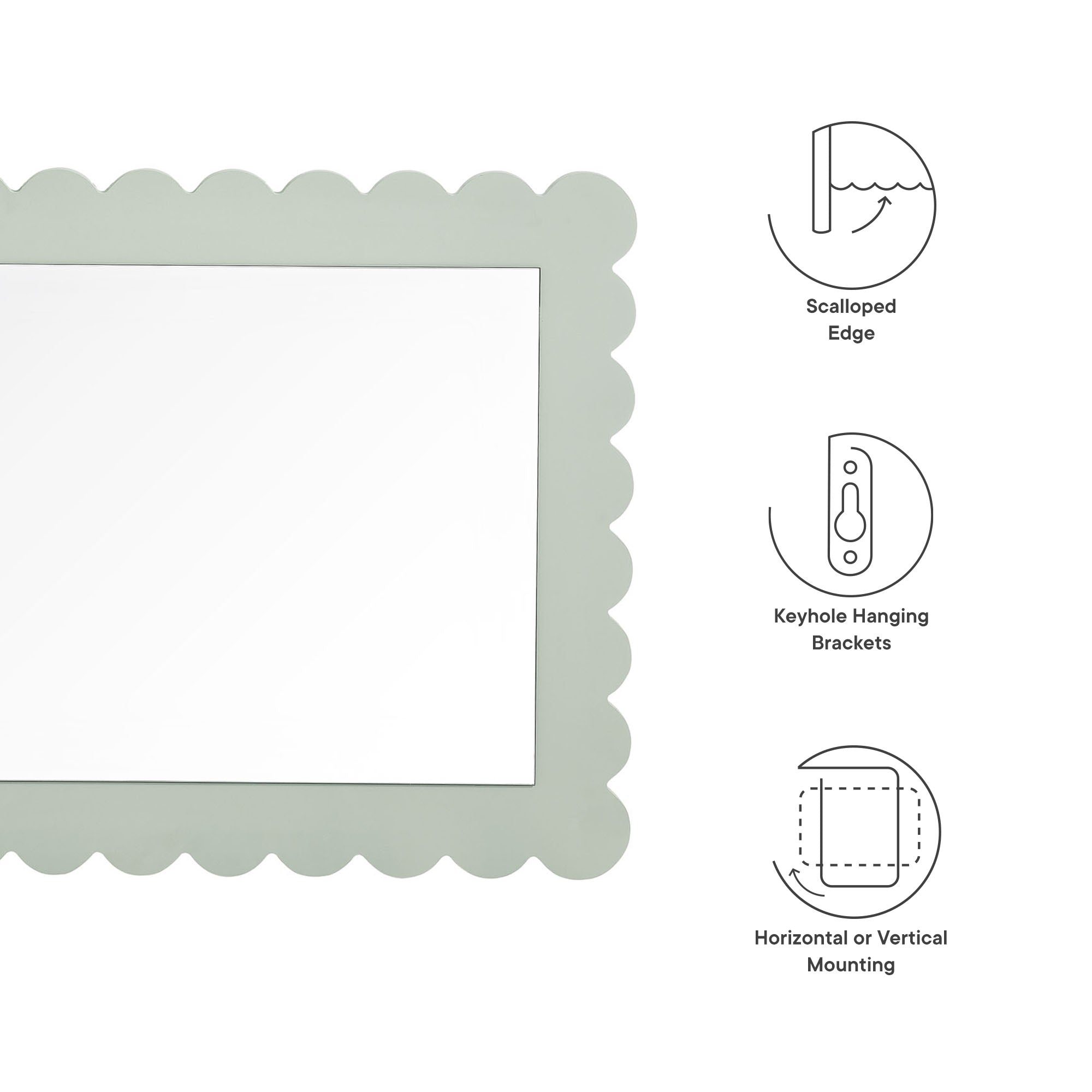 Modway Emmeline Scalloped Rectangle Wall Mirror