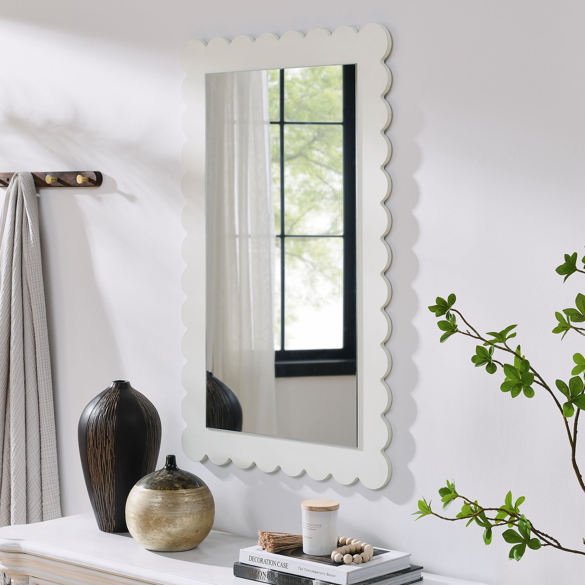 Modway Emmeline Scalloped Rectangle Wall Mirror