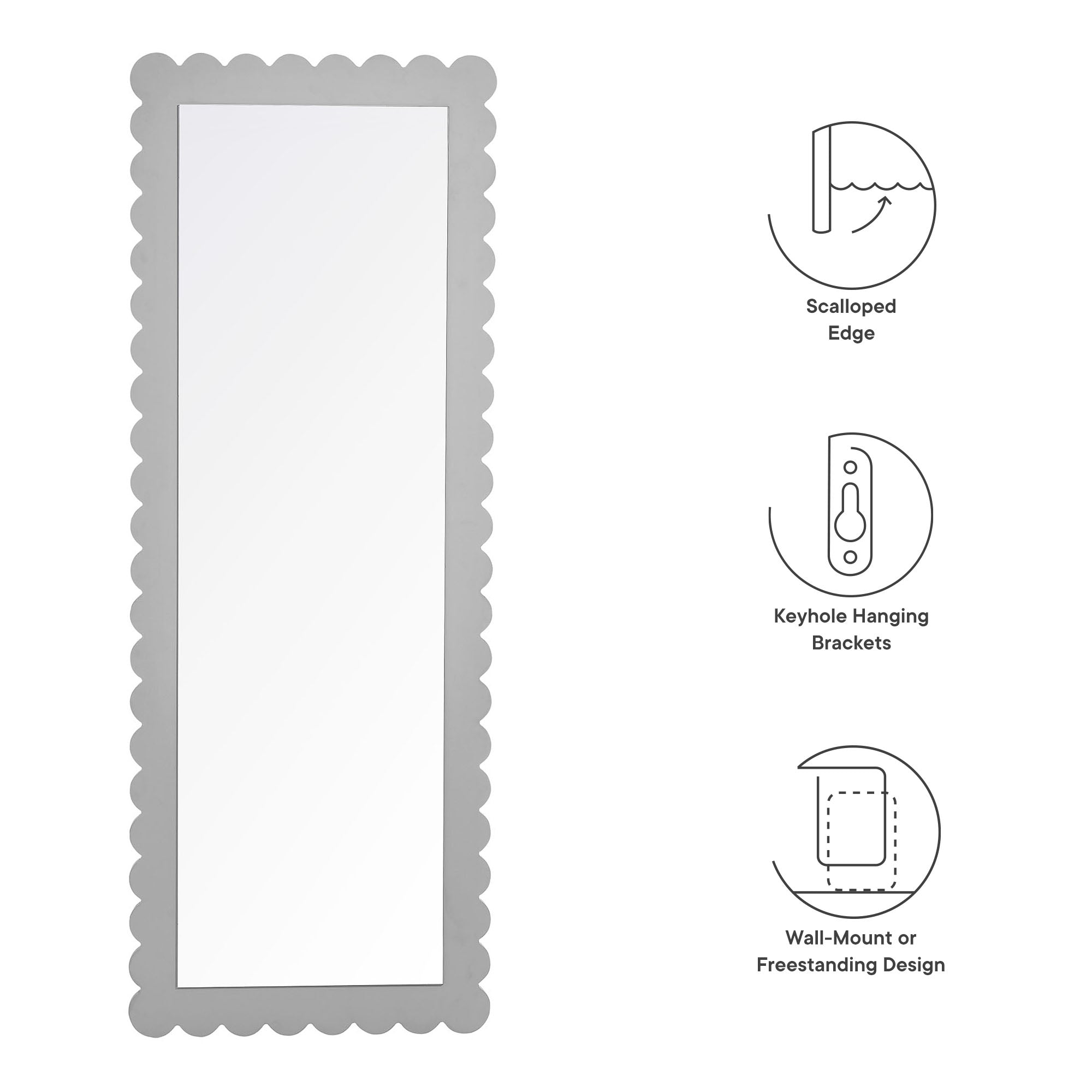 Modway Emmeline Scalloped Rectangle Floor Mirror