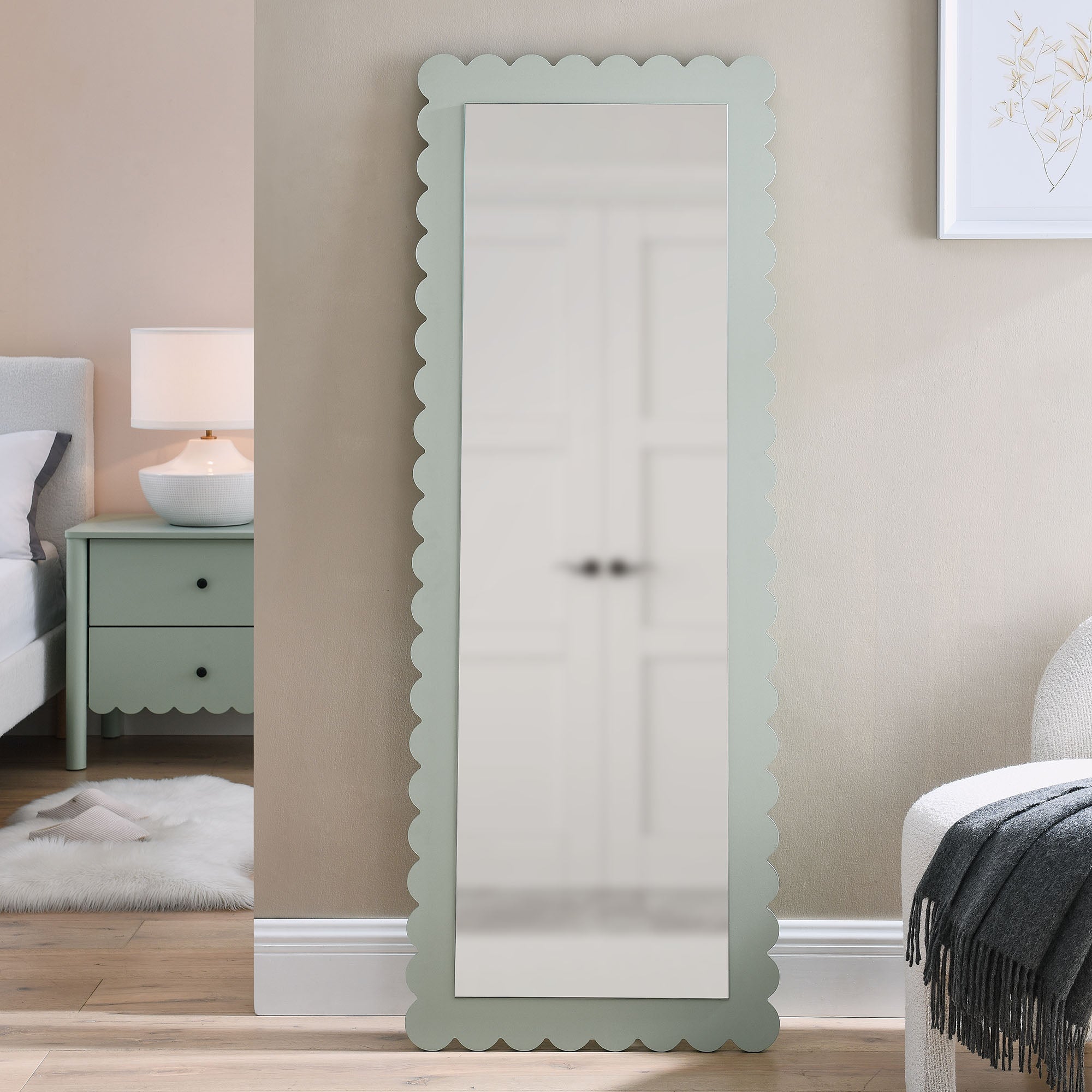 Modway Emmeline Scalloped Rectangle Floor Mirror