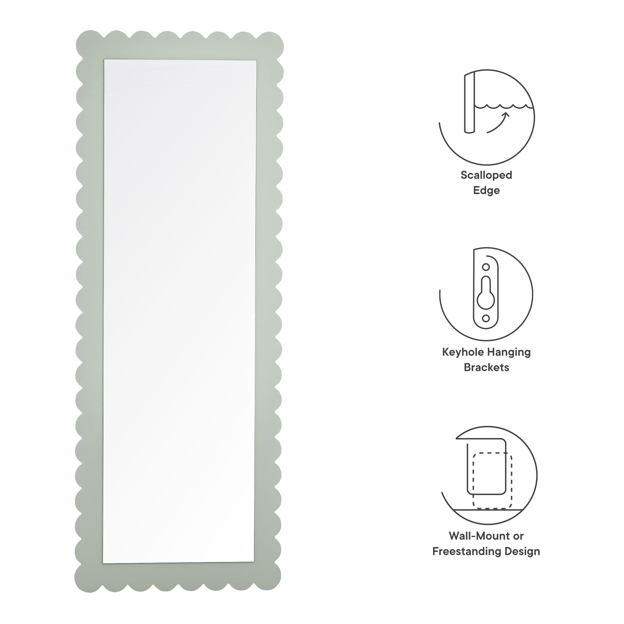 Modway Emmeline Scalloped Rectangle Floor Mirror