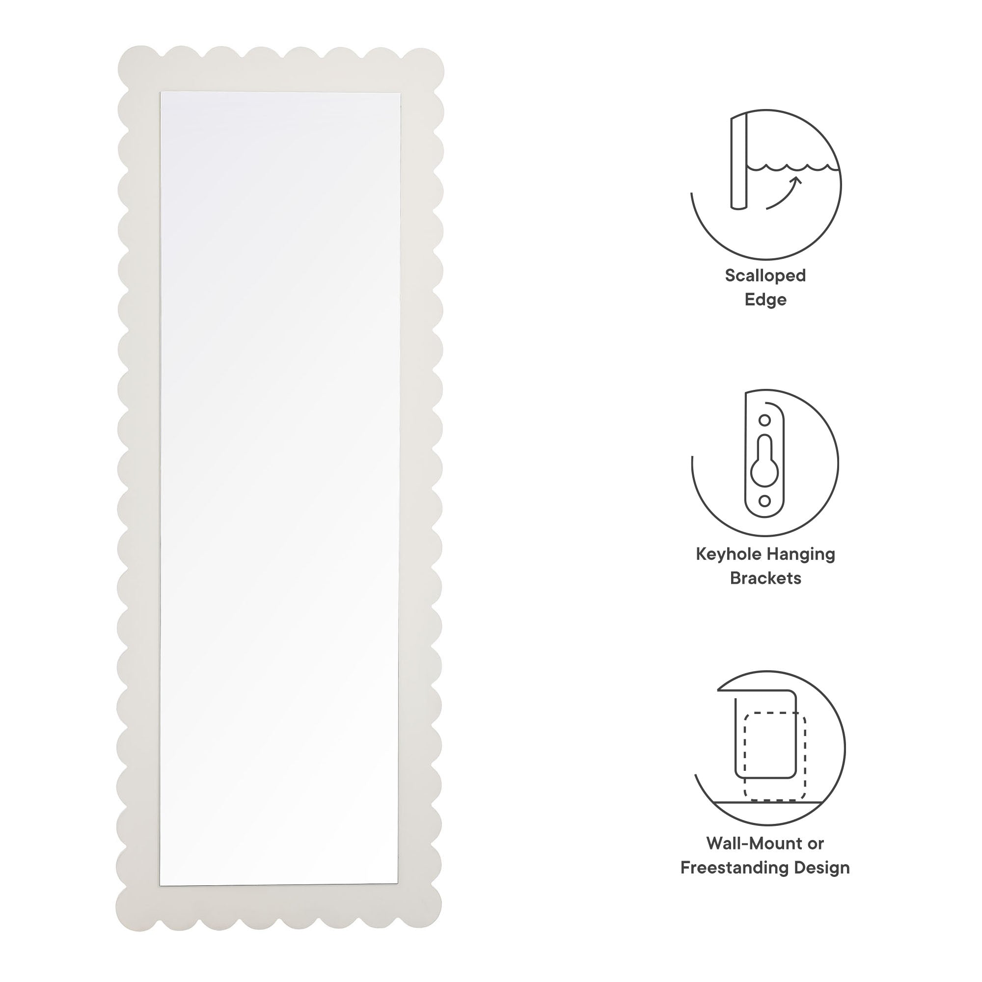 Modway Emmeline Scalloped Rectangle Floor Mirror