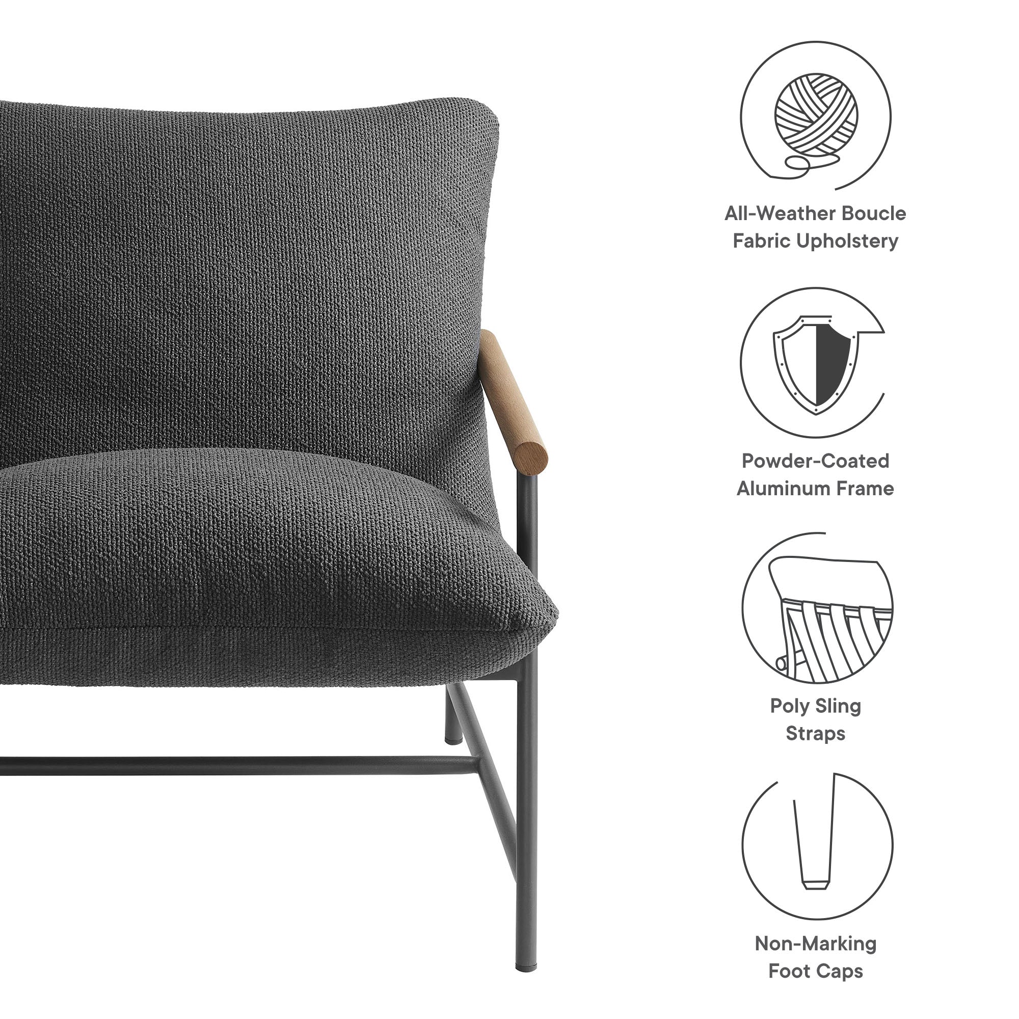Modway Raya Outdoor Patio Boucle Sling Lounge Chair