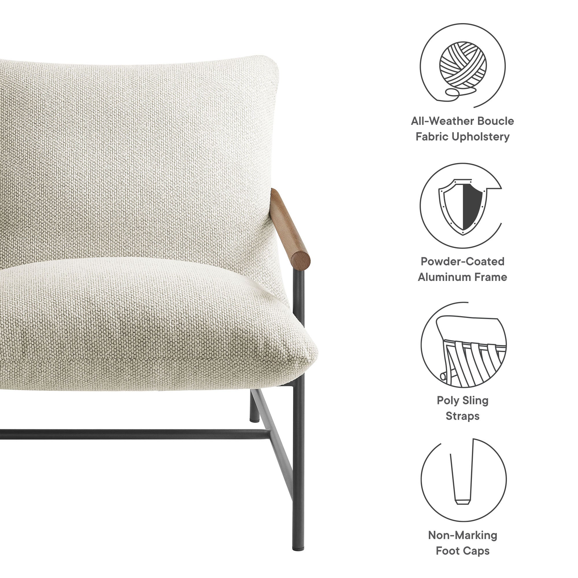 Modway Raya Outdoor Patio Boucle Sling Lounge Chair