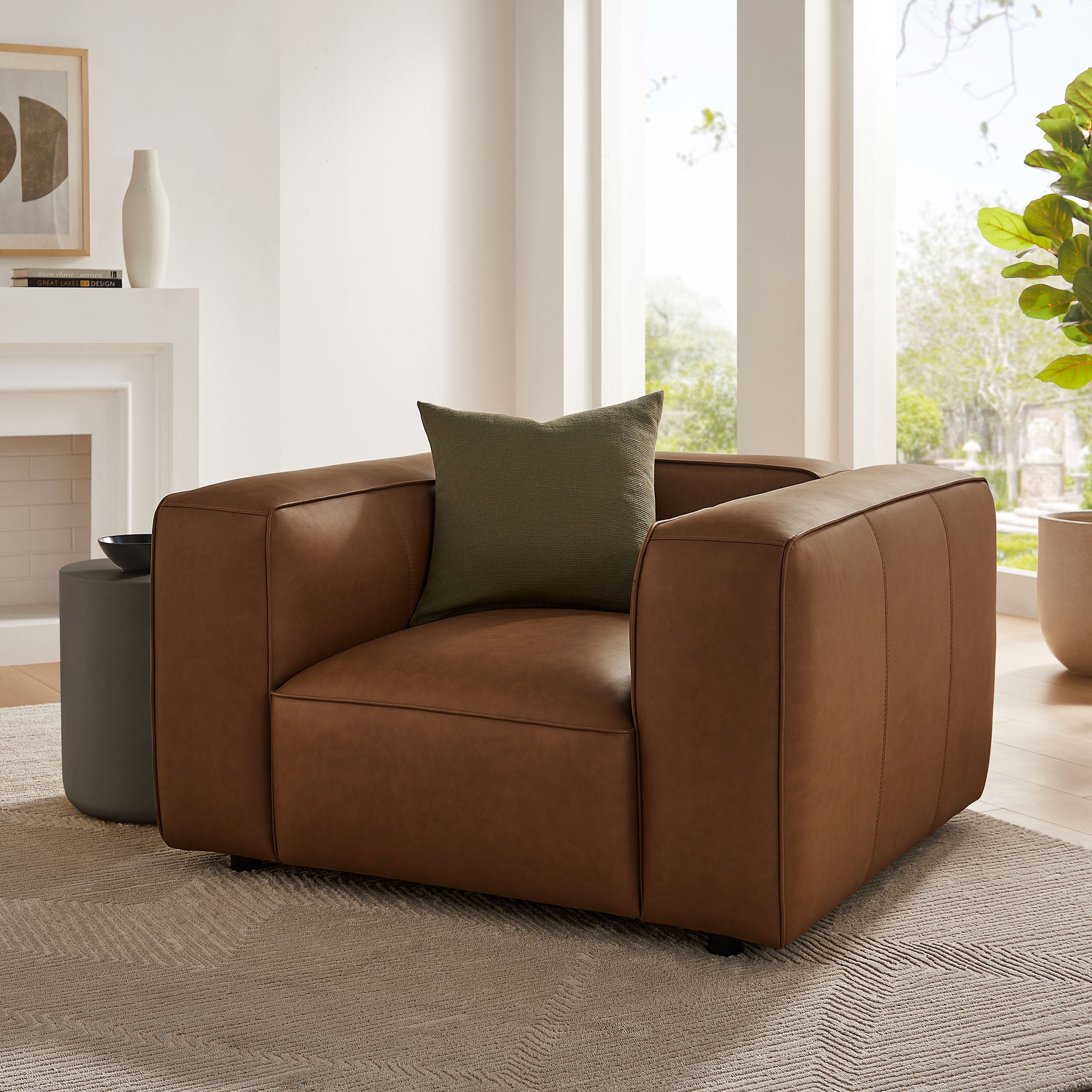 Modway Auren Upholstered Vegan Leather Modular Armchair