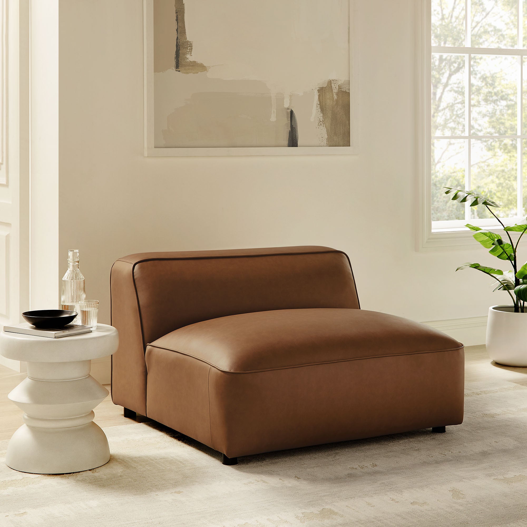 Modway Auren Upholstered Vegan Leather Modular Armless Chair
