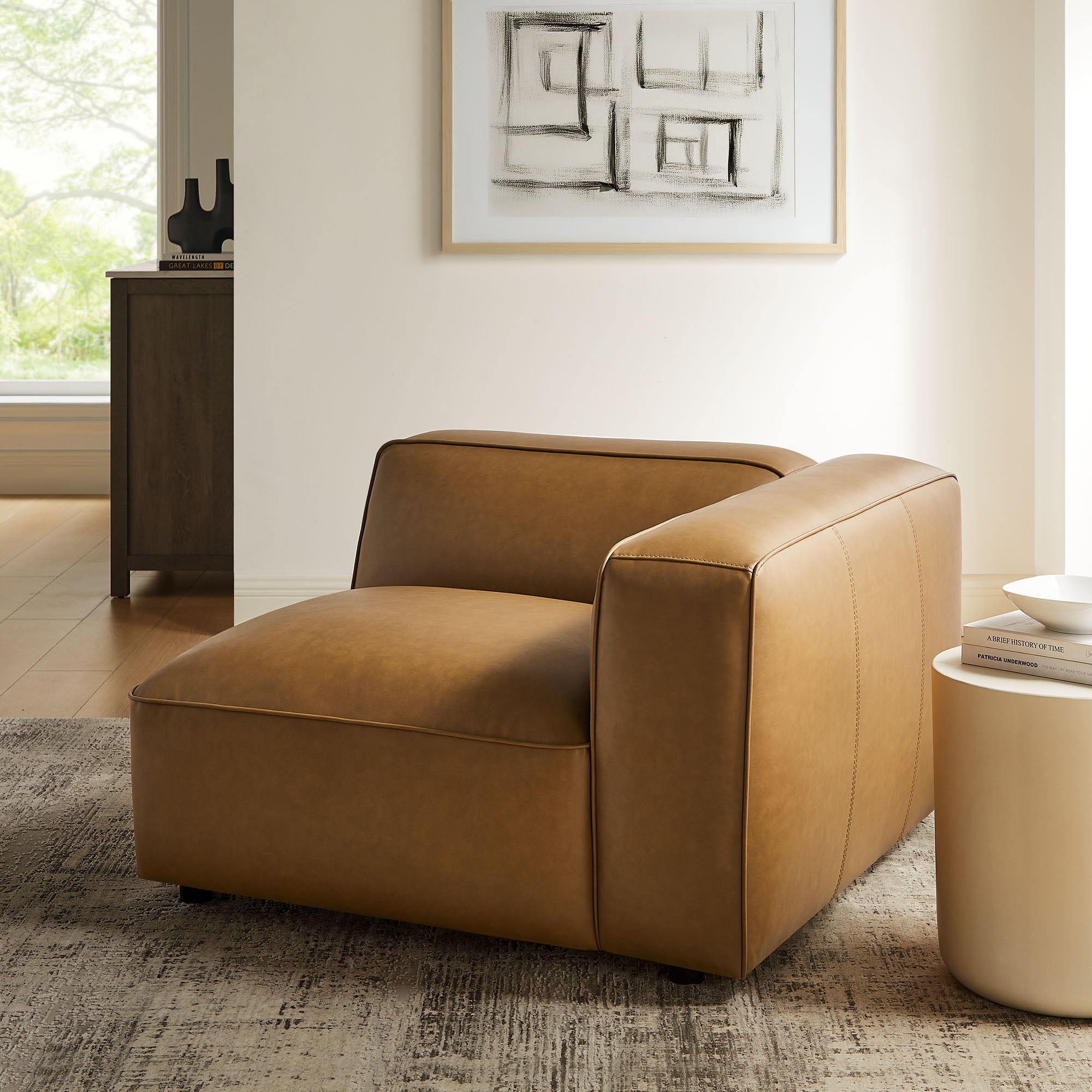 Modway Auren Upholstered Vegan Leather Modular Right Armchair