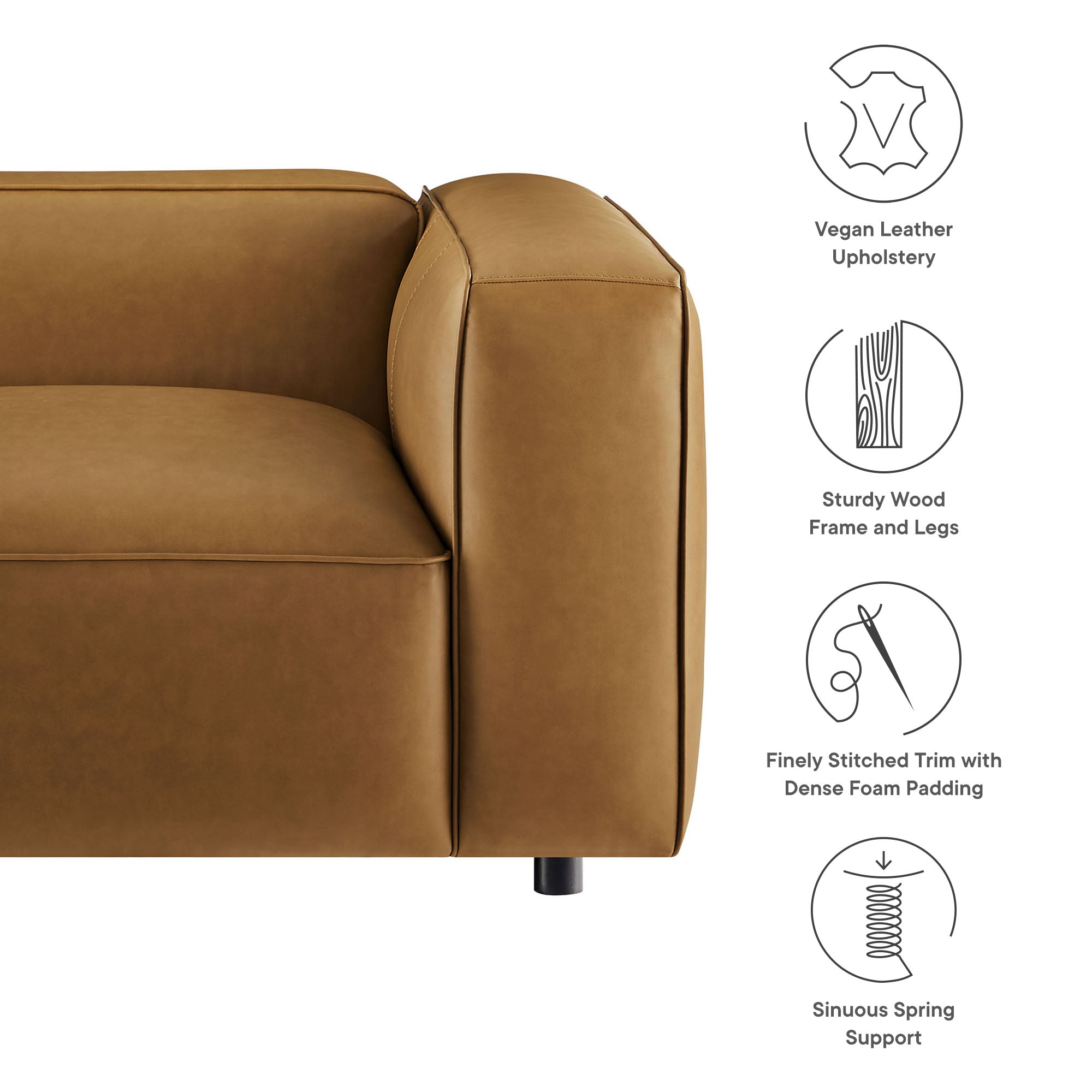 Modway Auren Upholstered Vegan Leather Modular Right Armchair