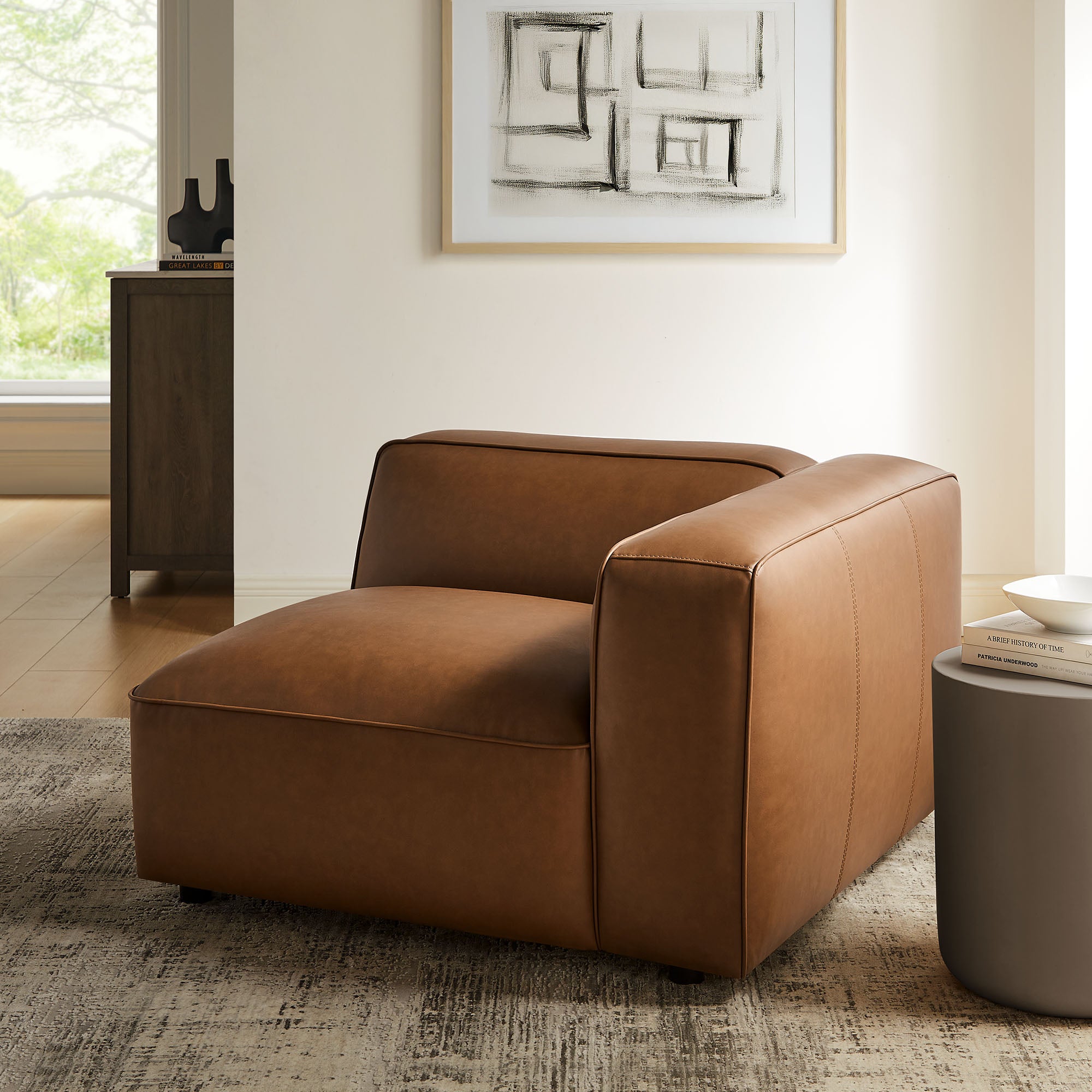 Modway Auren Upholstered Vegan Leather Modular Right Armchair