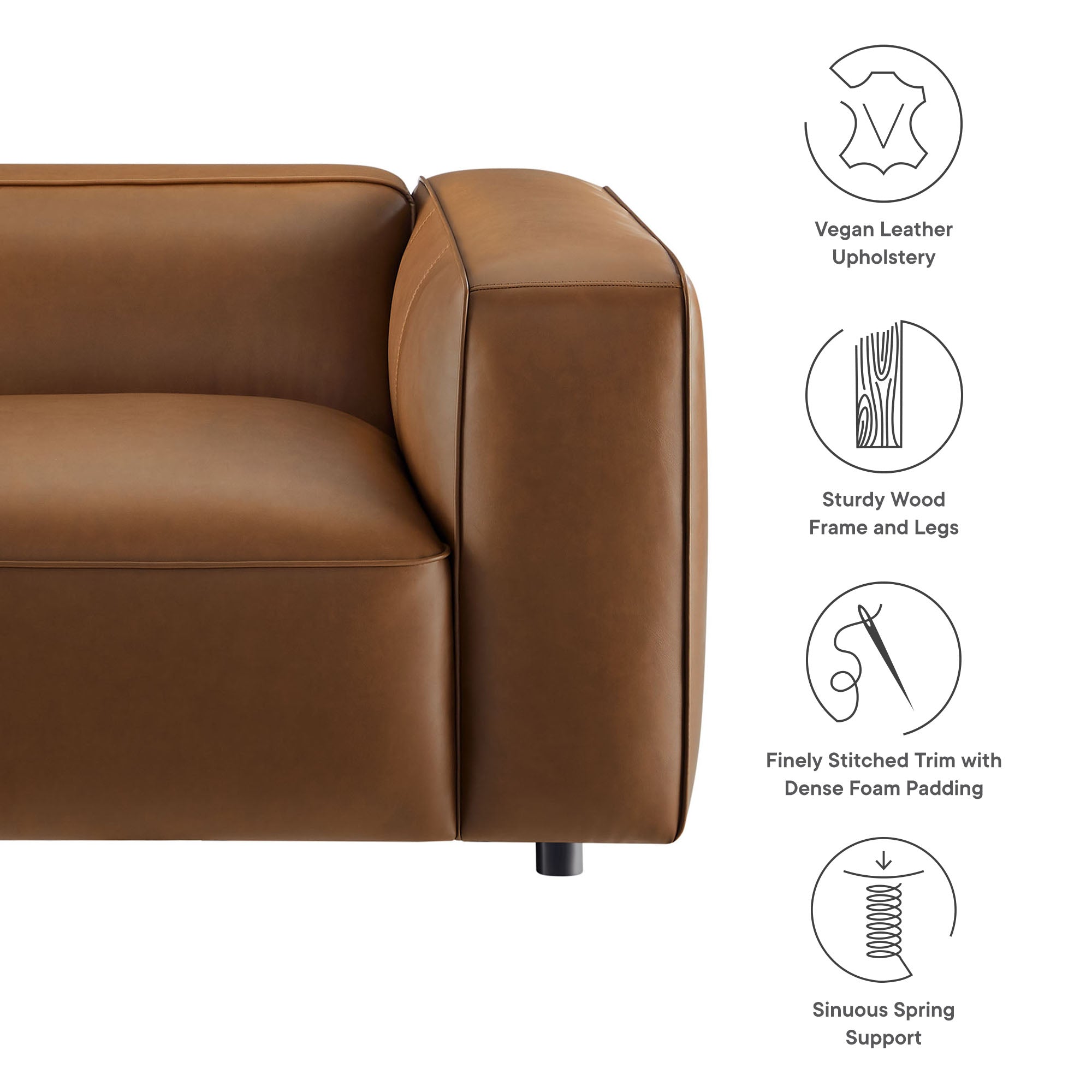 Modway Auren Upholstered Vegan Leather Modular Right Armchair