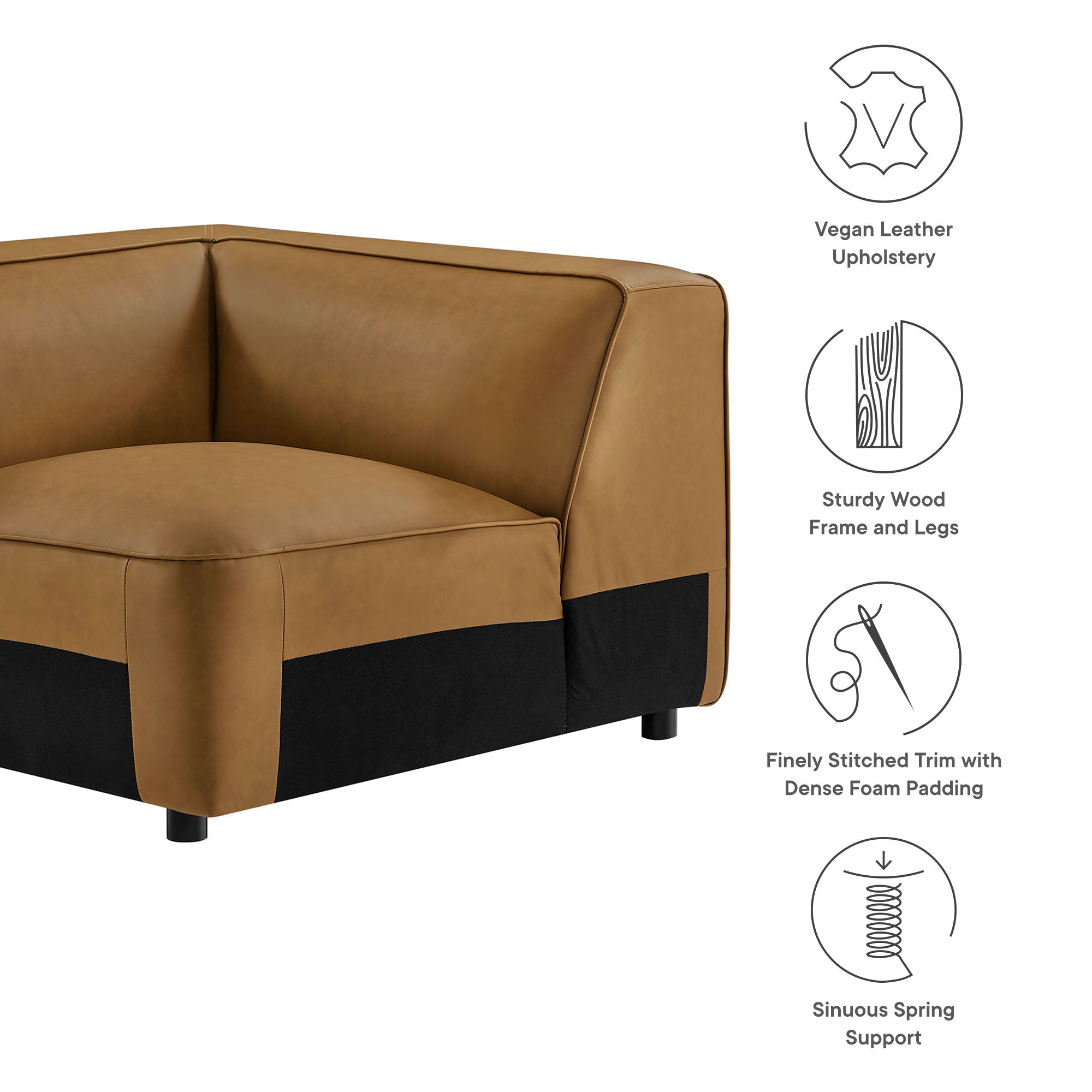 Modway Auren Upholstered Vegan Leather Modular Corner Chair