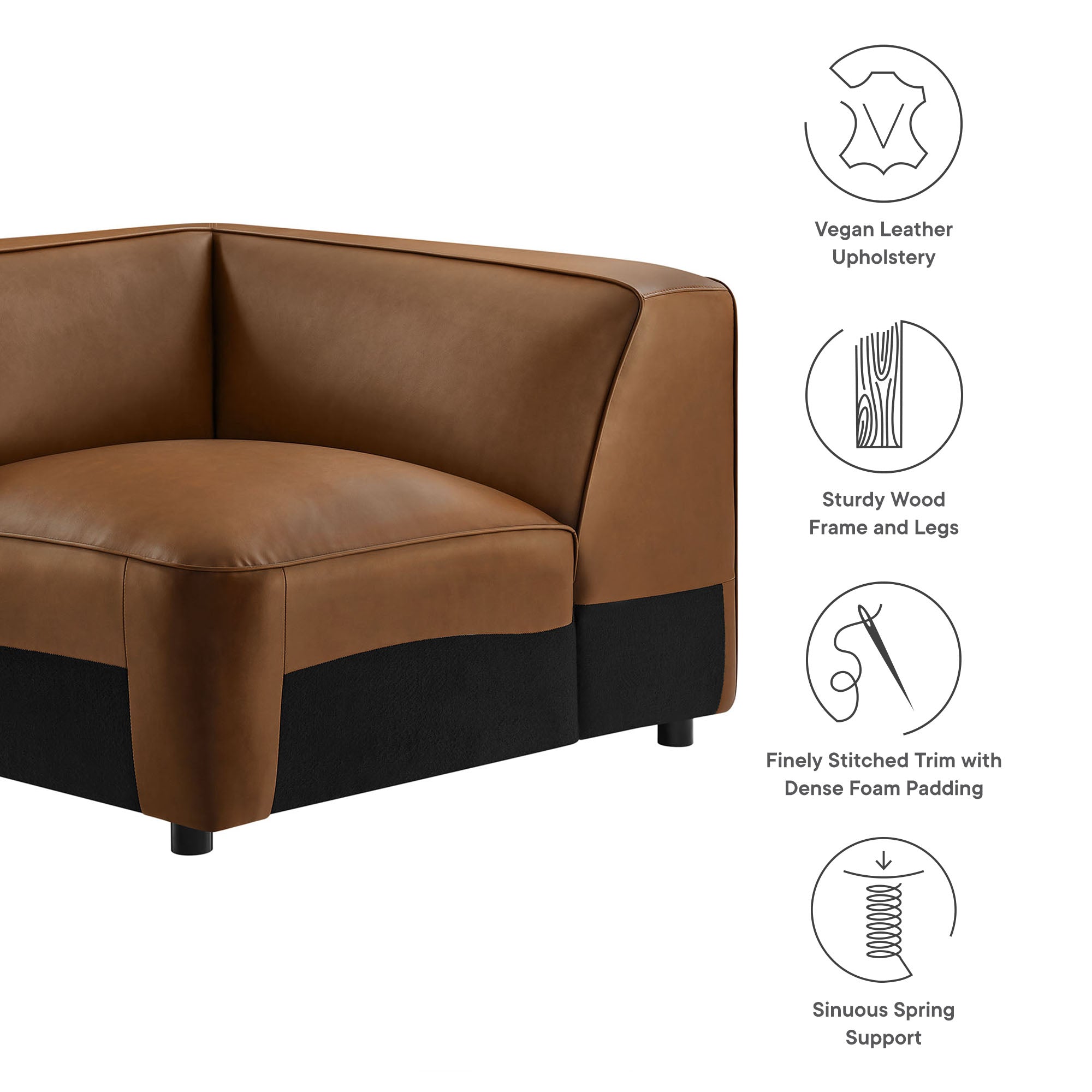 Modway Auren Upholstered Vegan Leather Modular Corner Chair