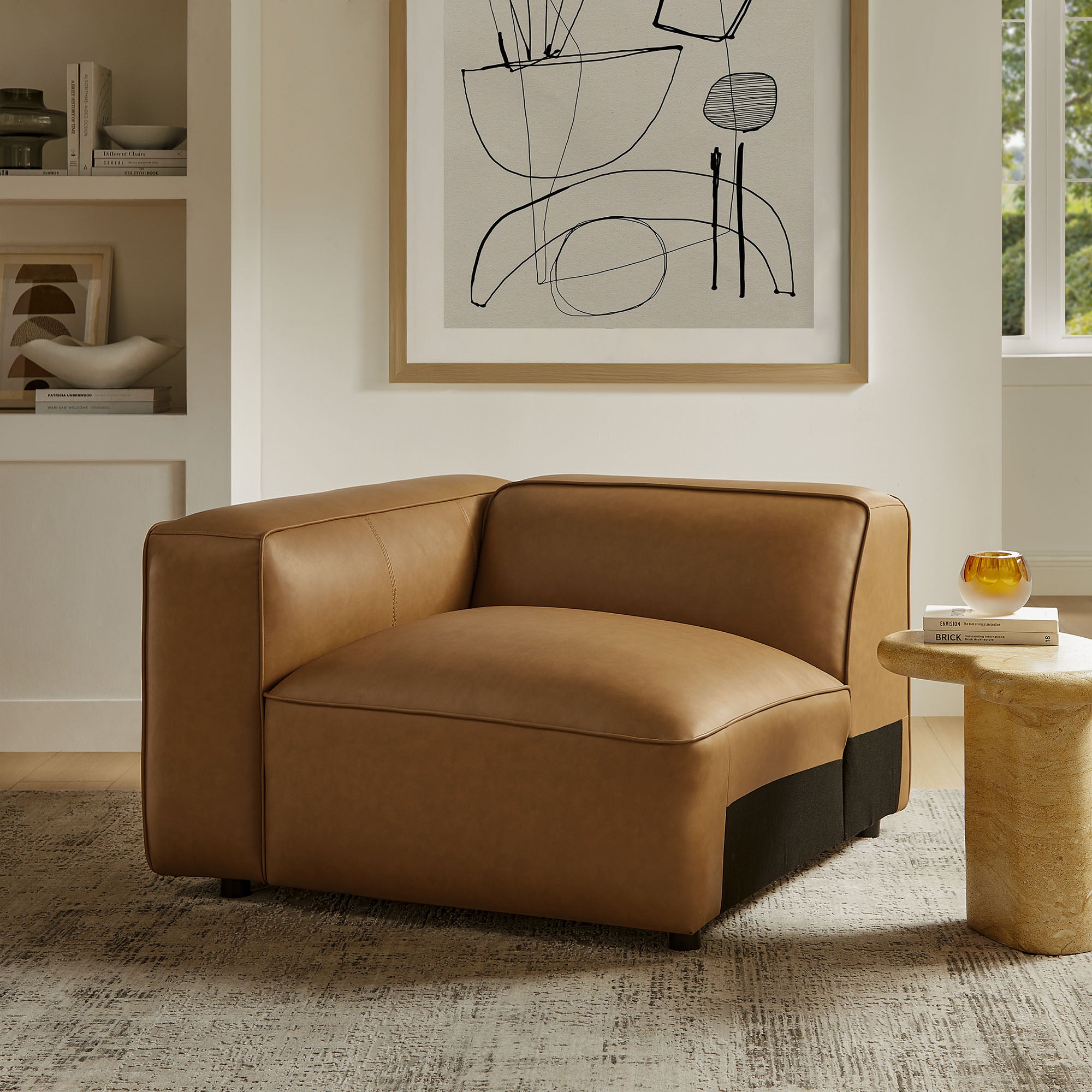 Modway Auren Upholstered Vegan Leather Modular Left Armchair
