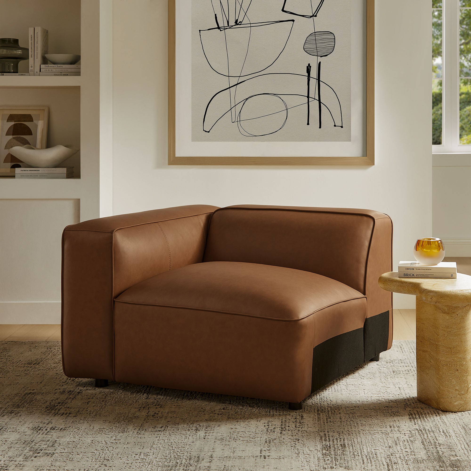 Modway Auren Upholstered Vegan Leather Modular Left Armchair