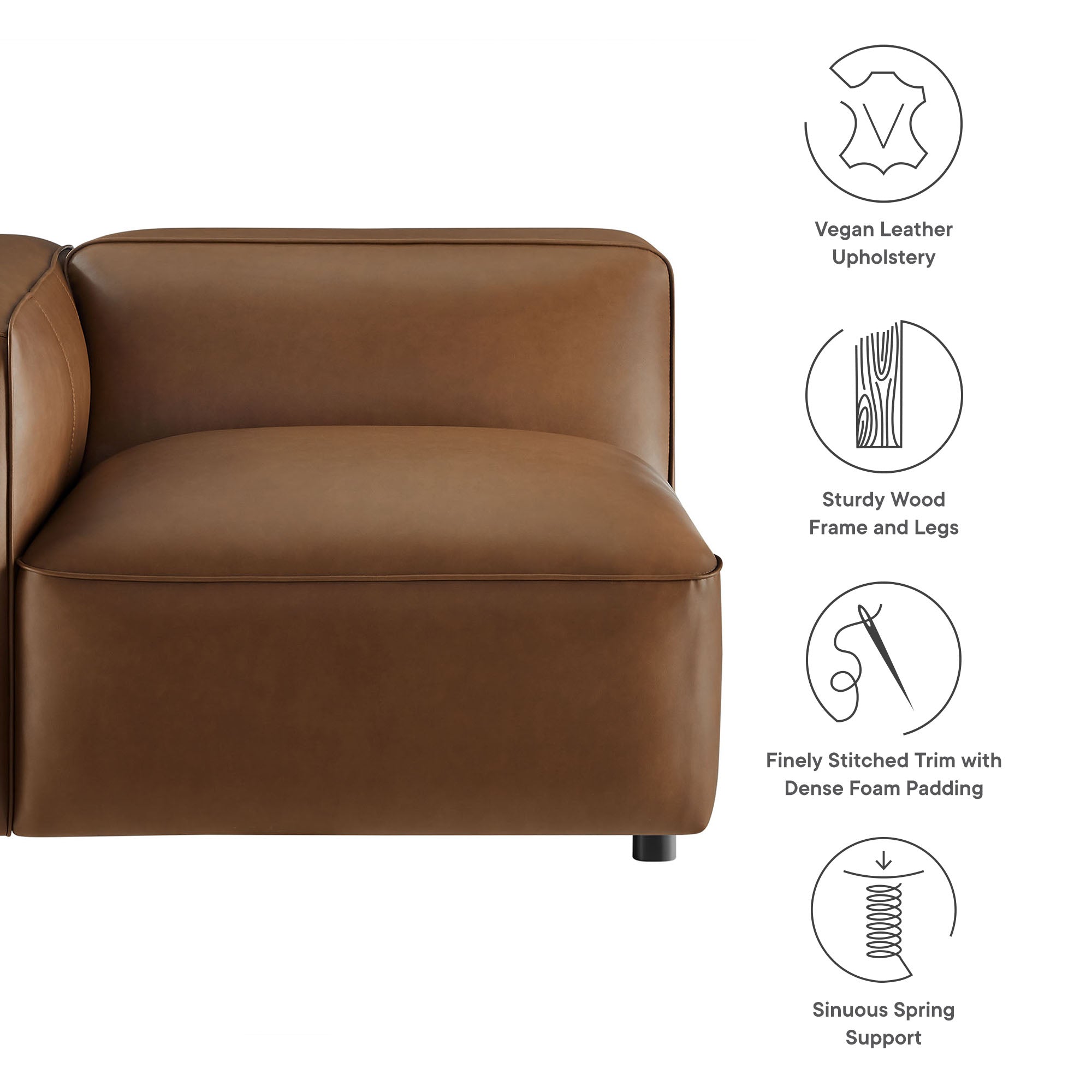 Modway Auren Upholstered Vegan Leather Modular Left Armchair
