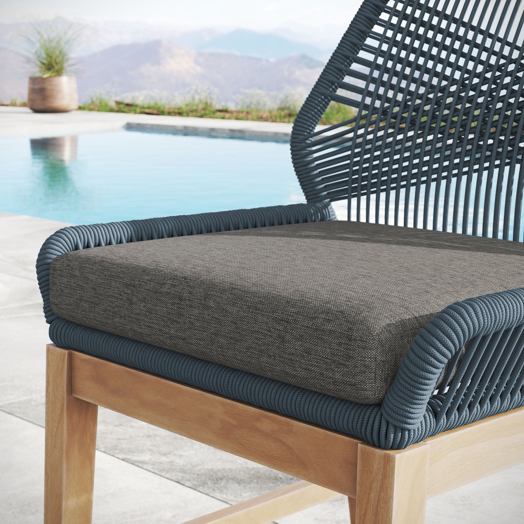 Modway Wellspring Outdoor Patio Teak and Rope Counter Stool