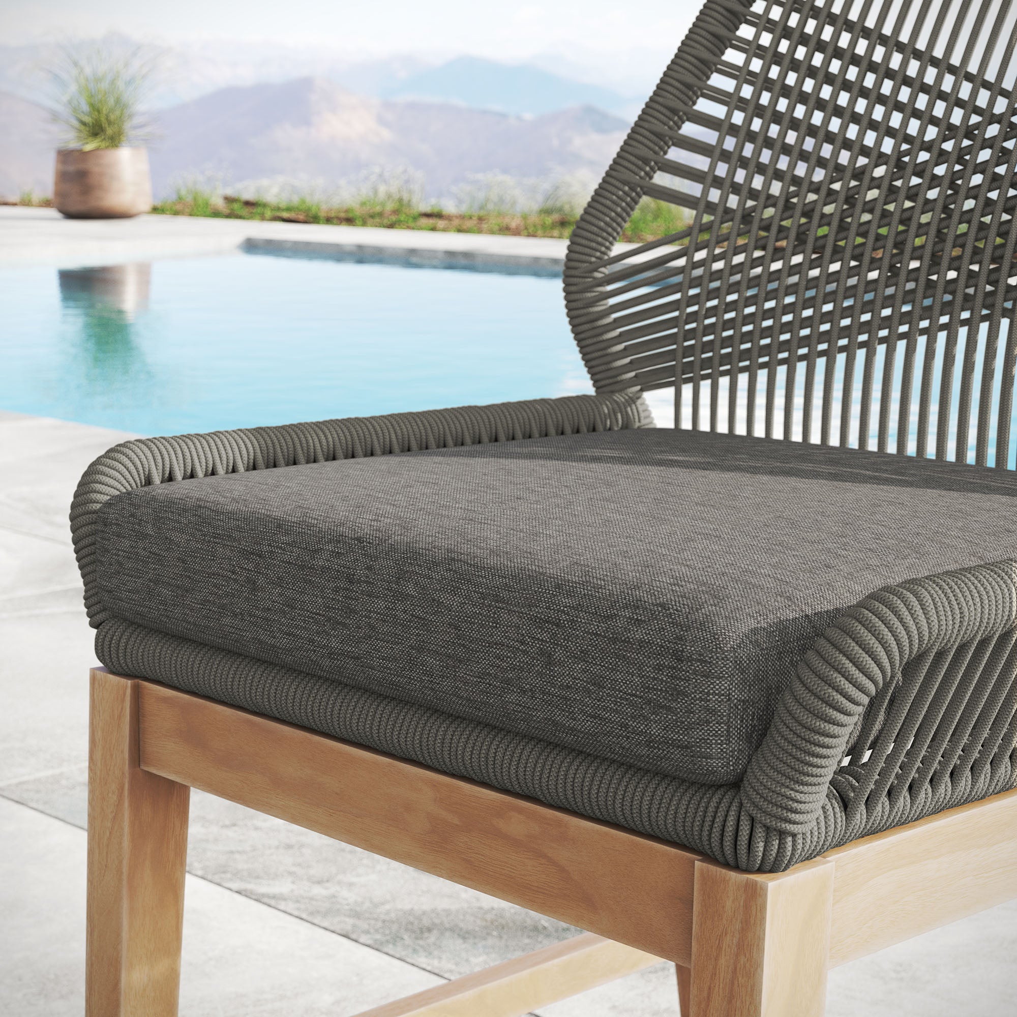 Modway Wellspring Outdoor Patio Teak and Rope Counter Stool