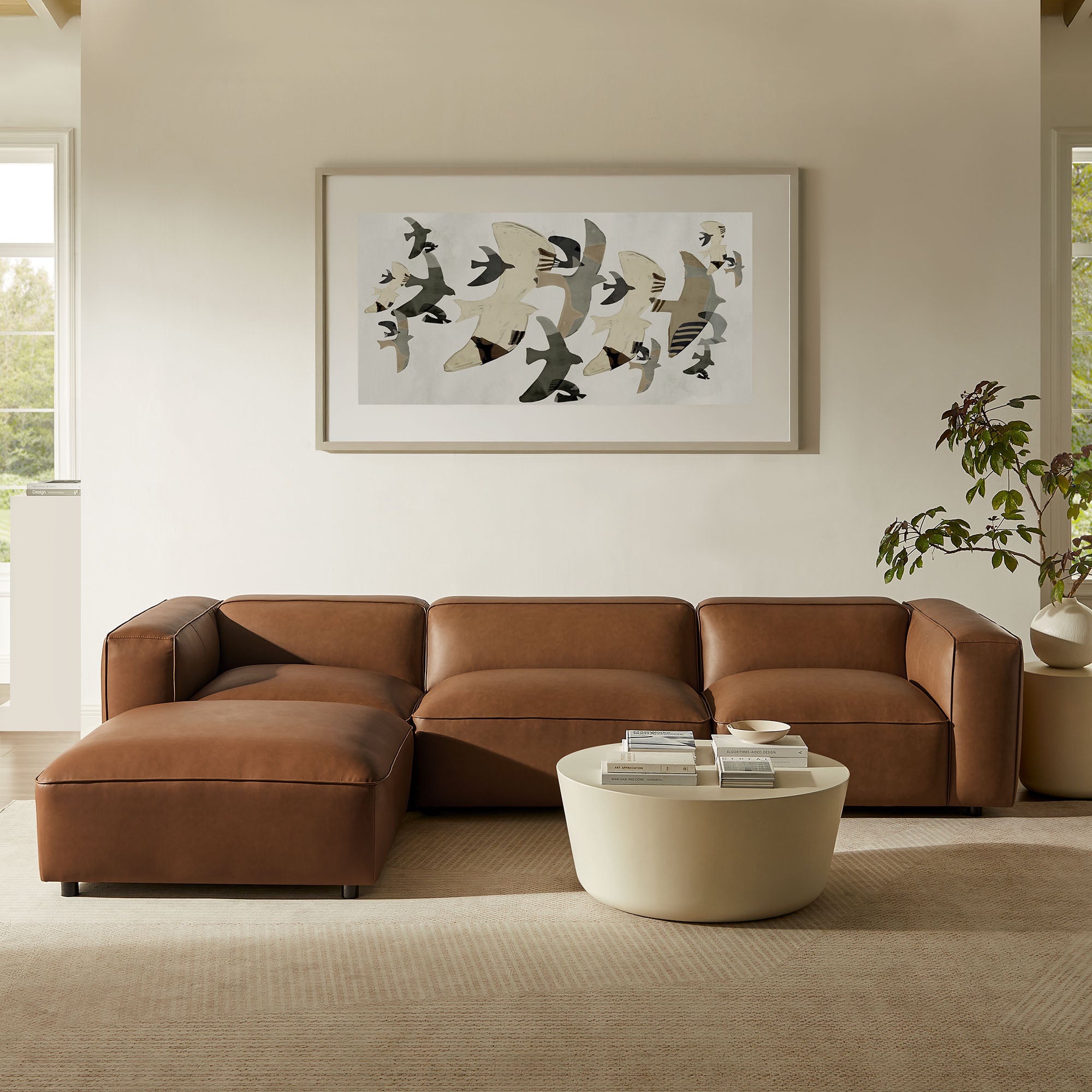 Modway Auren 4-Piece Vegan Leather Modular Sofa Set