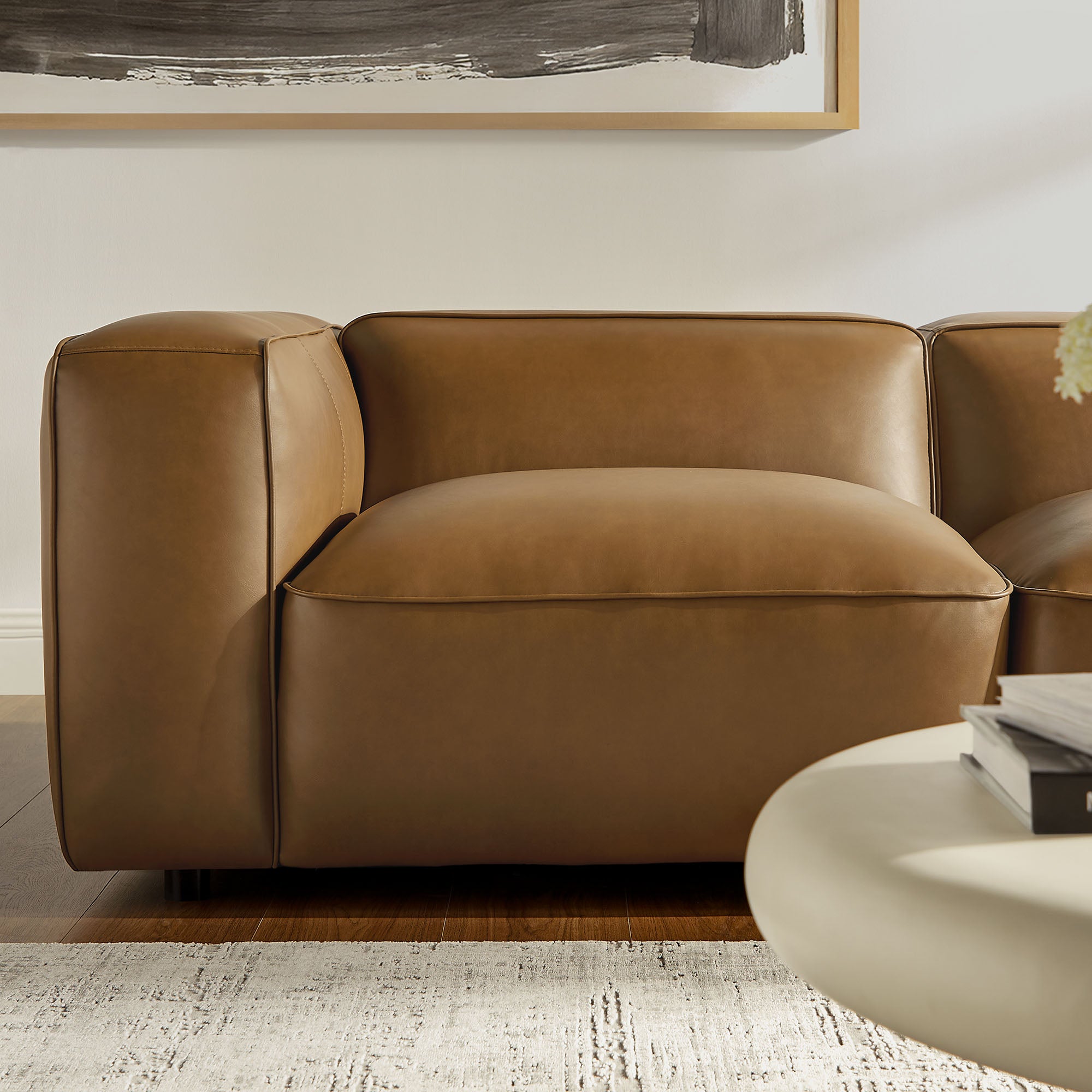 Modway Auren 5-Piece Upholstered Vegan Leather Modular L-Shaped Sofa