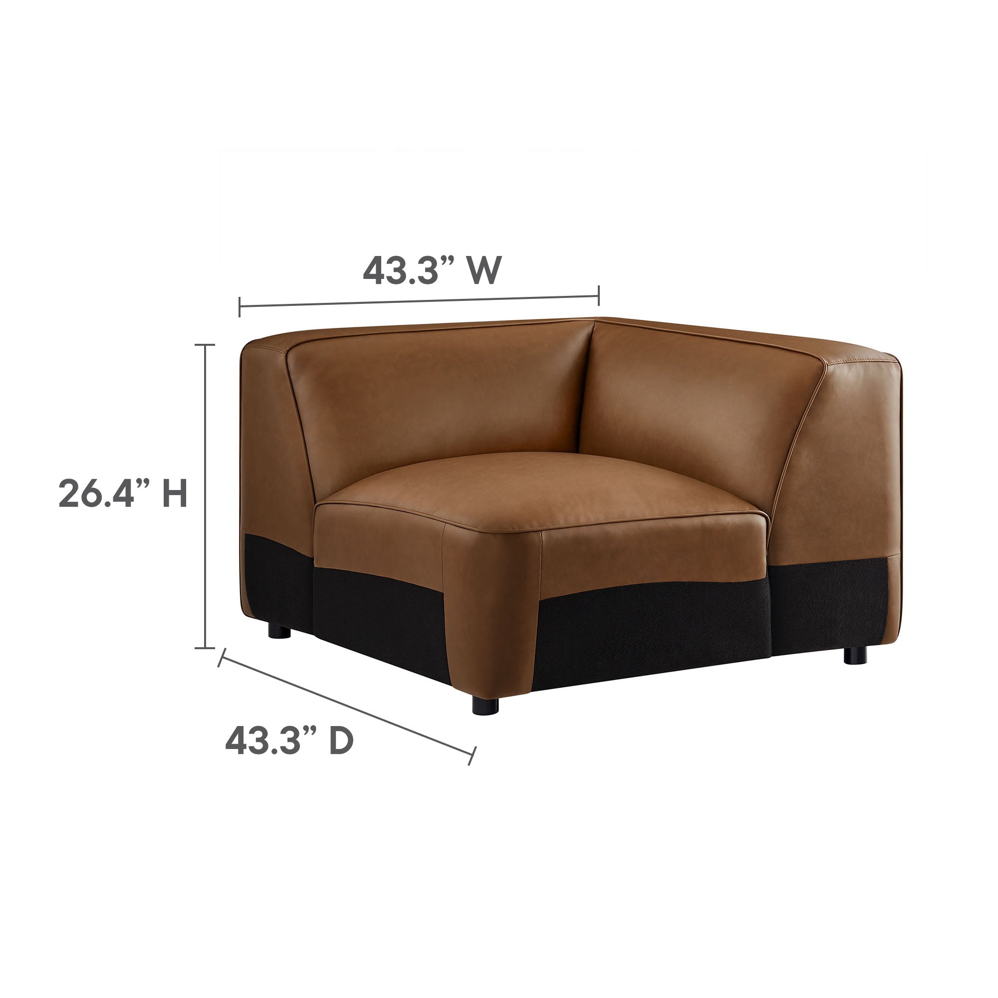 Modway Auren 5-Piece Upholstered Vegan Leather Modular L-Shaped Sofa