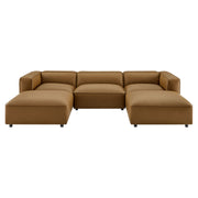Modway Auren 5-Piece Upholstered Vegan Leather Modular U-Shaped Sofa