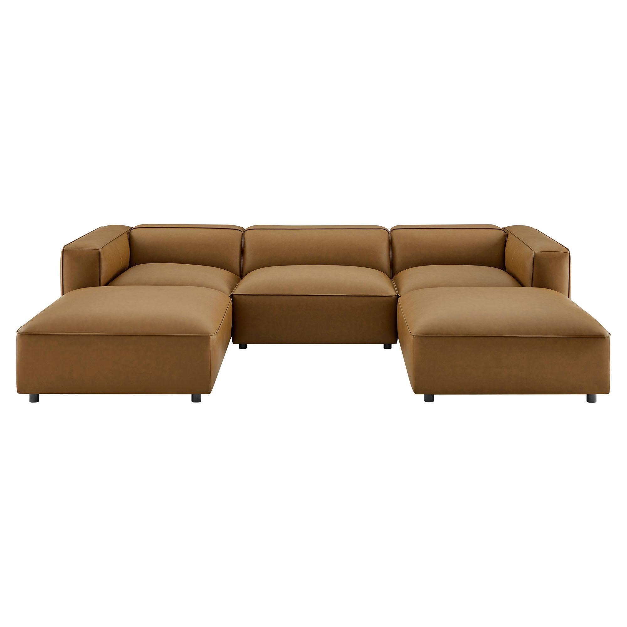 Modway Auren 5-Piece Upholstered Vegan Leather Modular U-Shaped Sofa