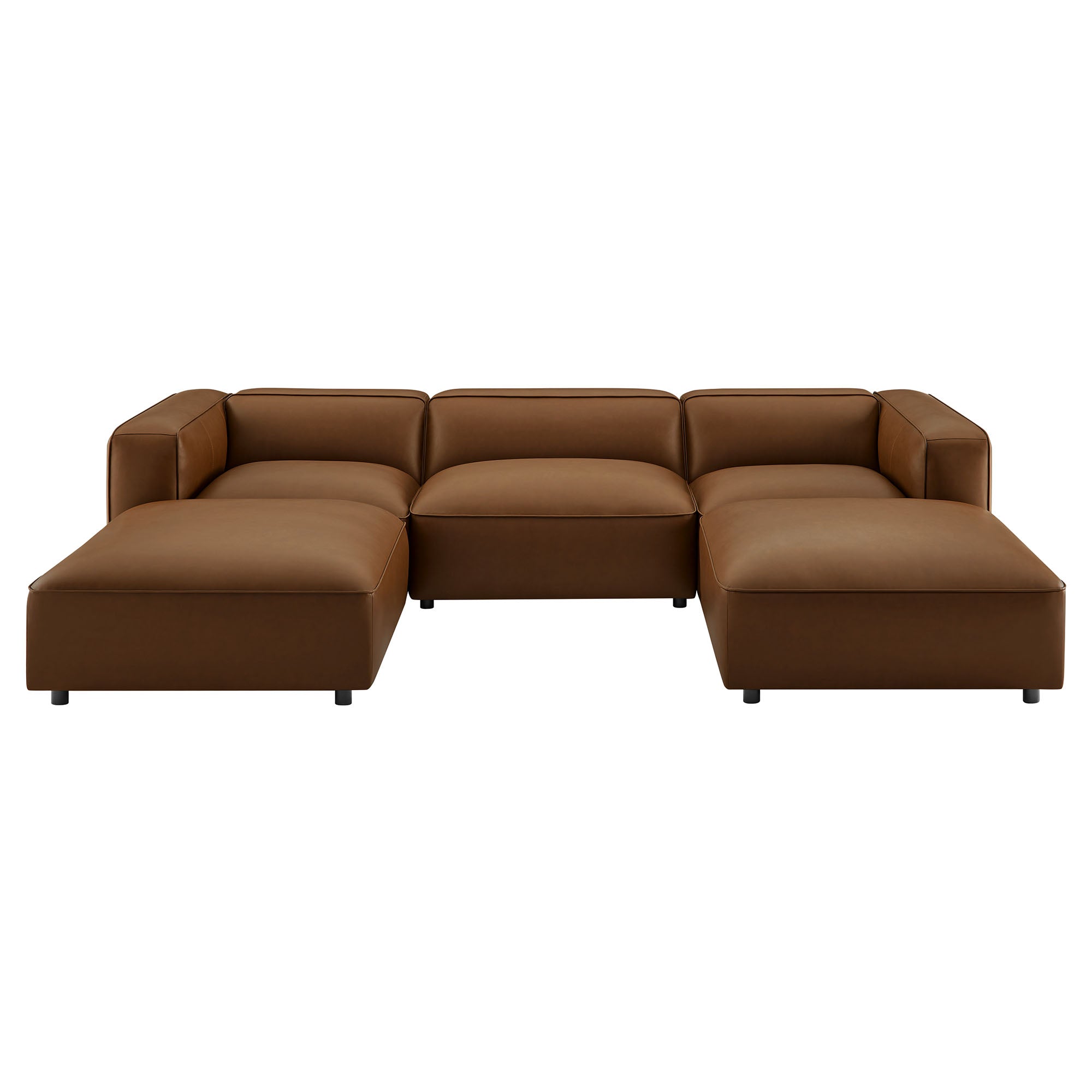 Modway Auren 5-Piece Upholstered Vegan Leather Modular U-Shaped Sofa