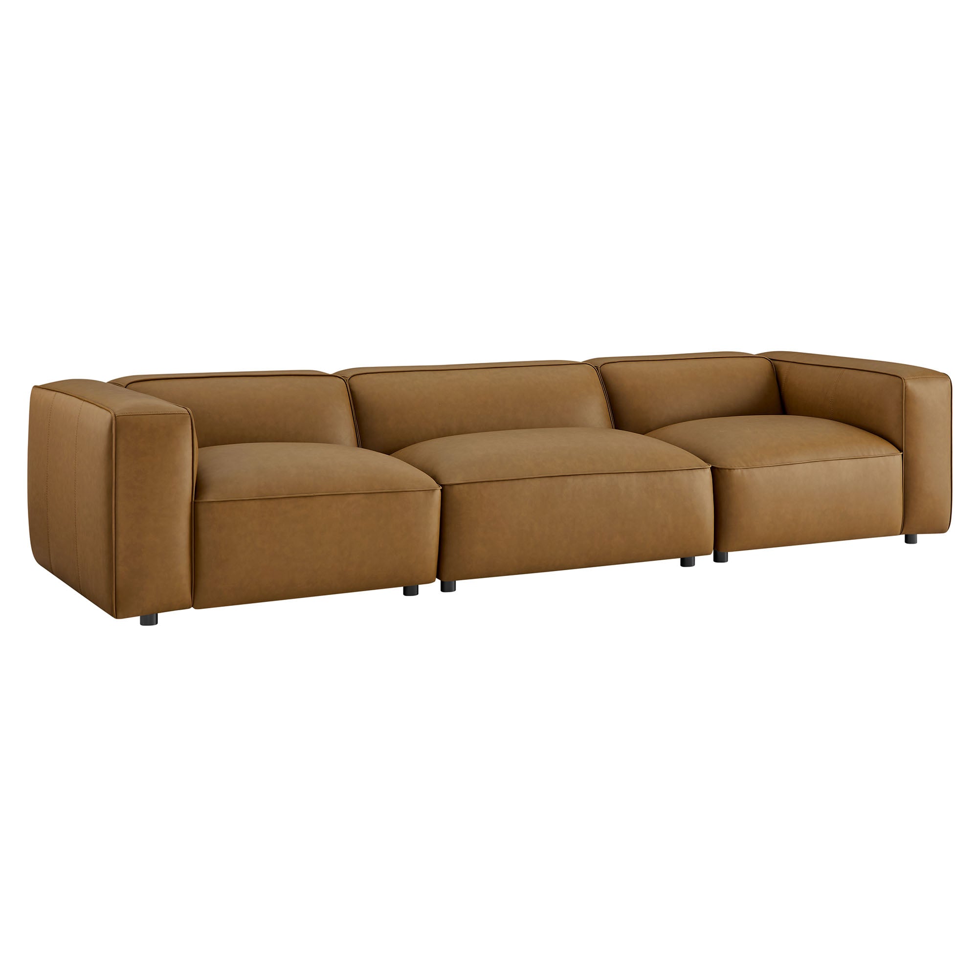 Modway Auren 3-Piece Upholstered Vegan Leather Modular Sofa