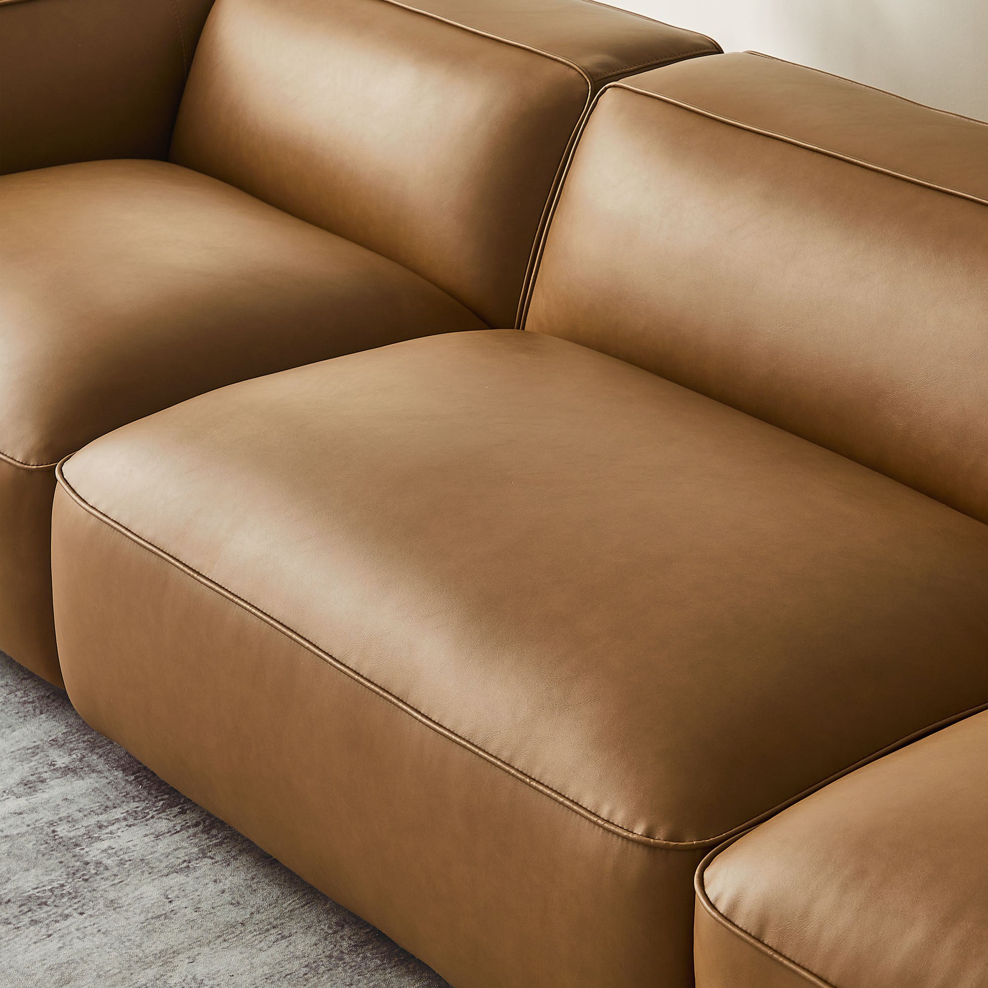 Modway Auren 3-Piece Upholstered Vegan Leather Modular Sofa