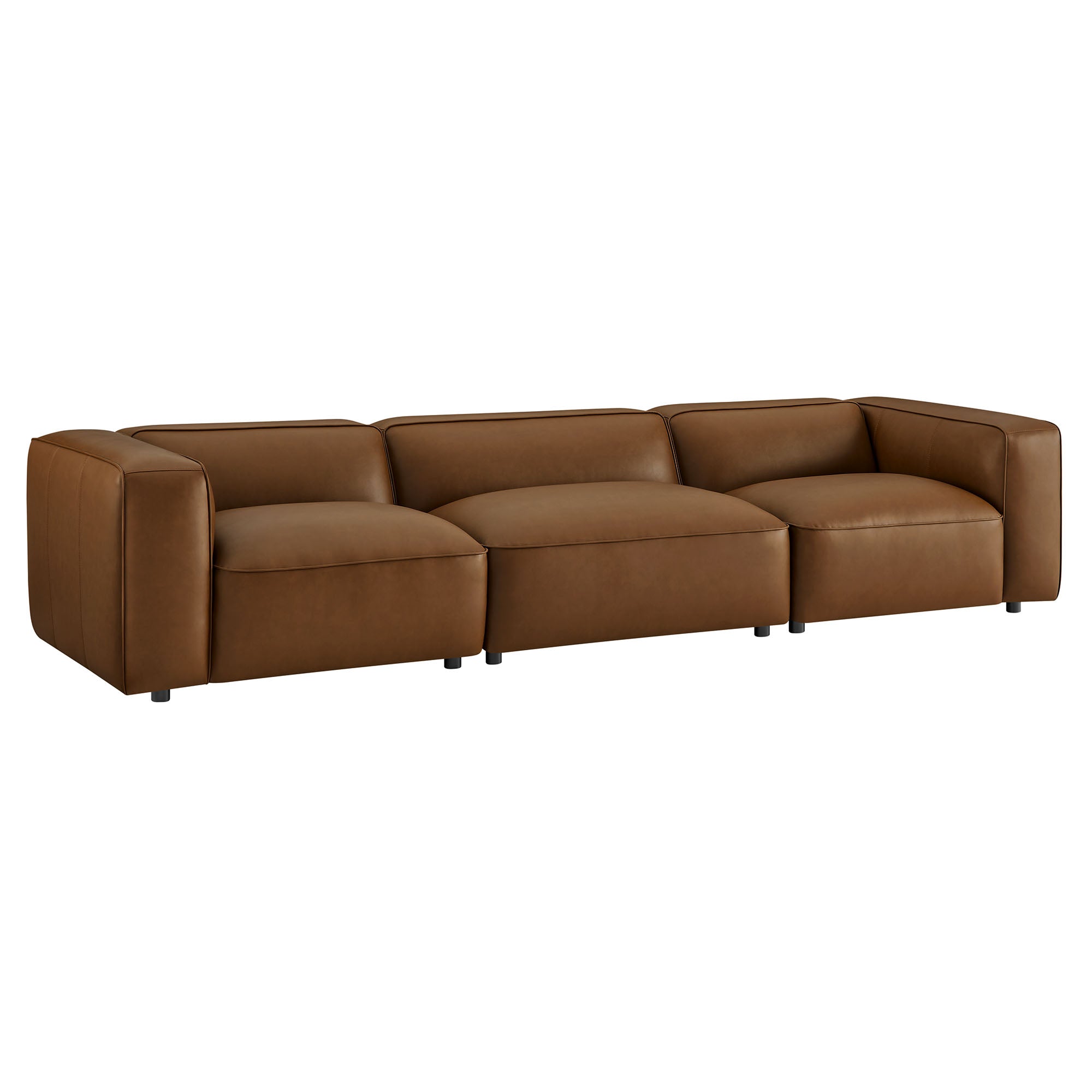 Modway Auren 3-Piece Upholstered Vegan Leather Modular Sofa