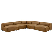 Modway Auren 5-Piece Upholstered Armless L-Shaped Vegan Leather Modular Sofa