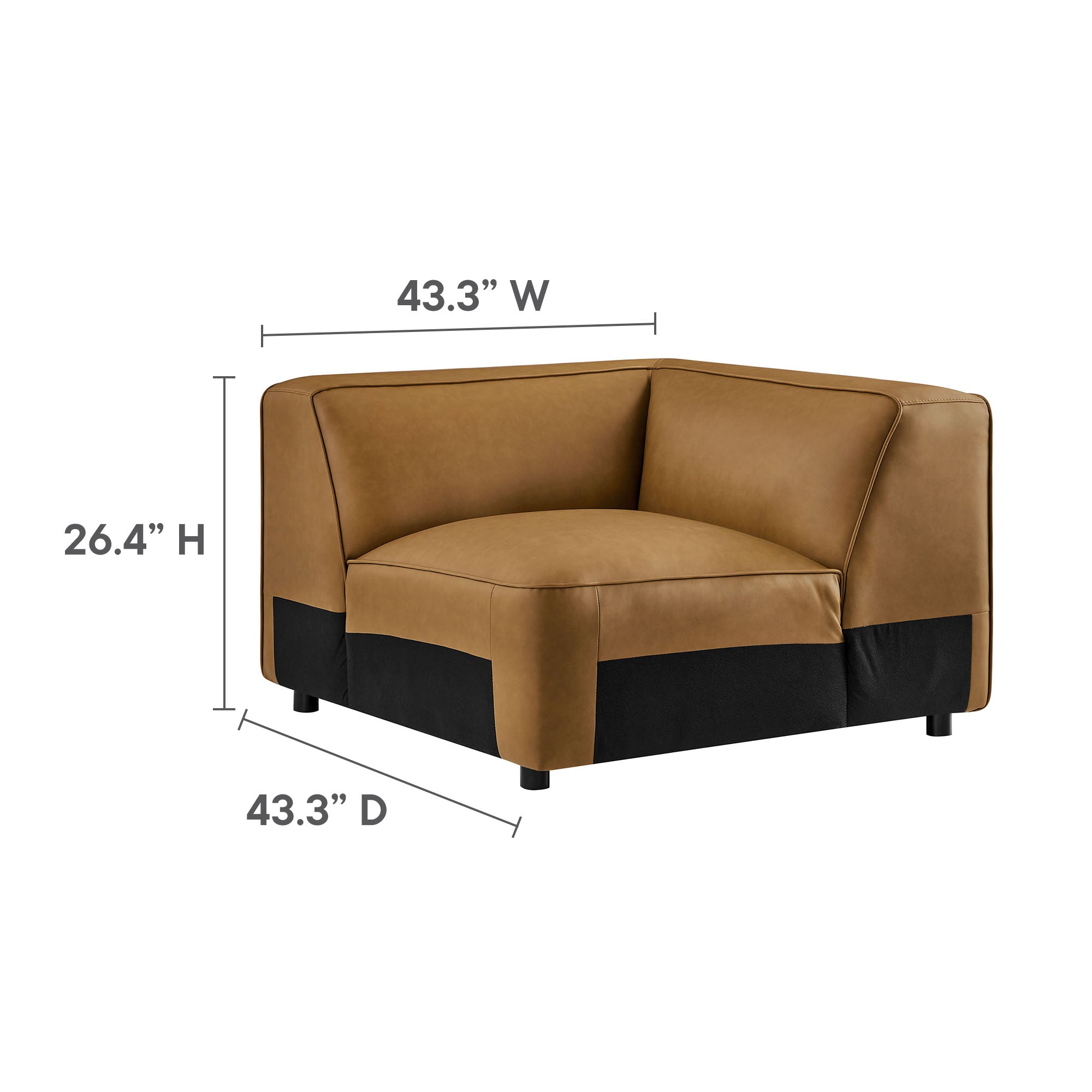 Modway Auren 5-Piece Upholstered Armless L-Shaped Vegan Leather Modular Sofa