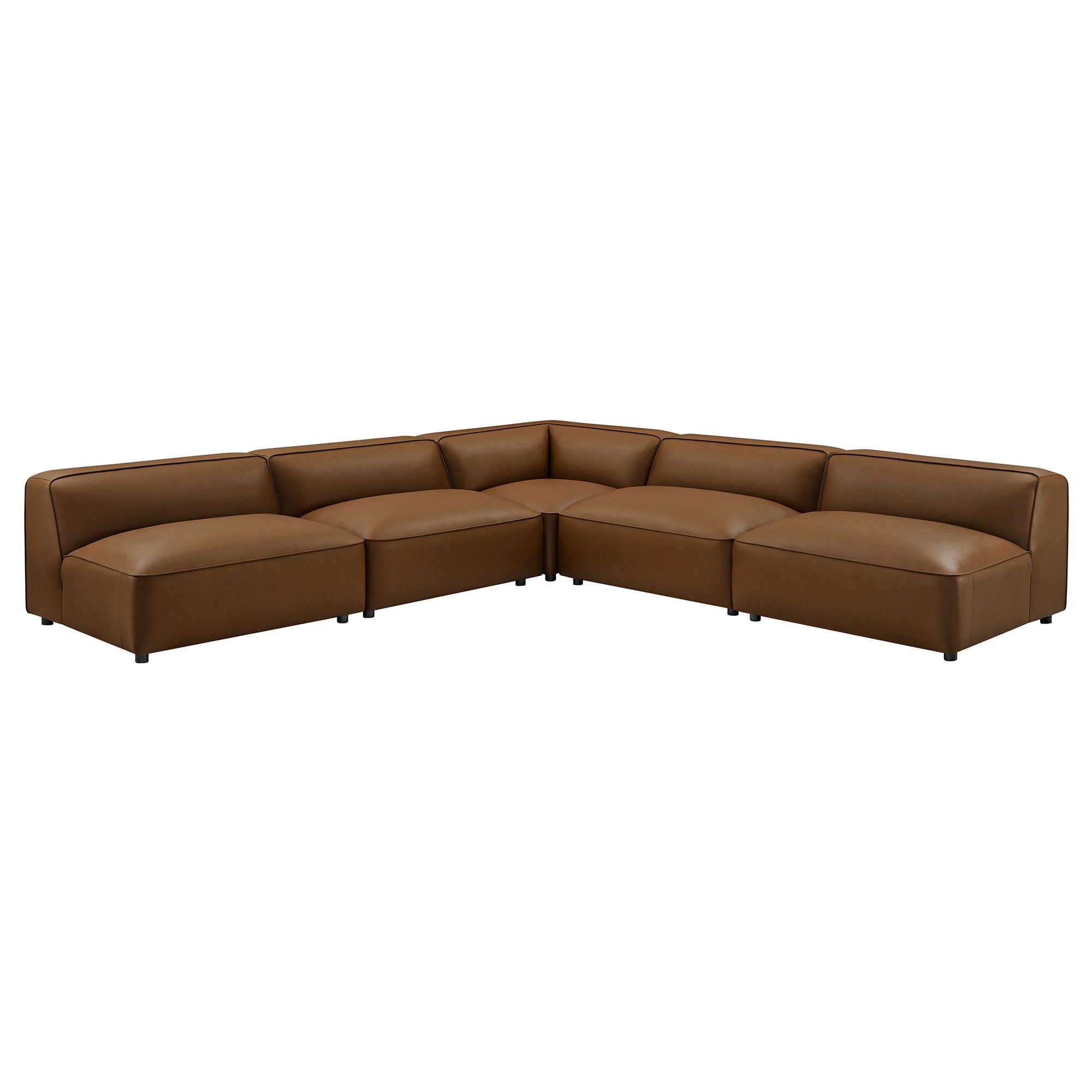 Modway Auren 5-Piece Upholstered Armless L-Shaped Vegan Leather Modular Sofa