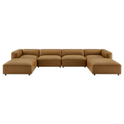 Modway Auren 6-Piece Upholstered Vegan Leather Modular Sofa