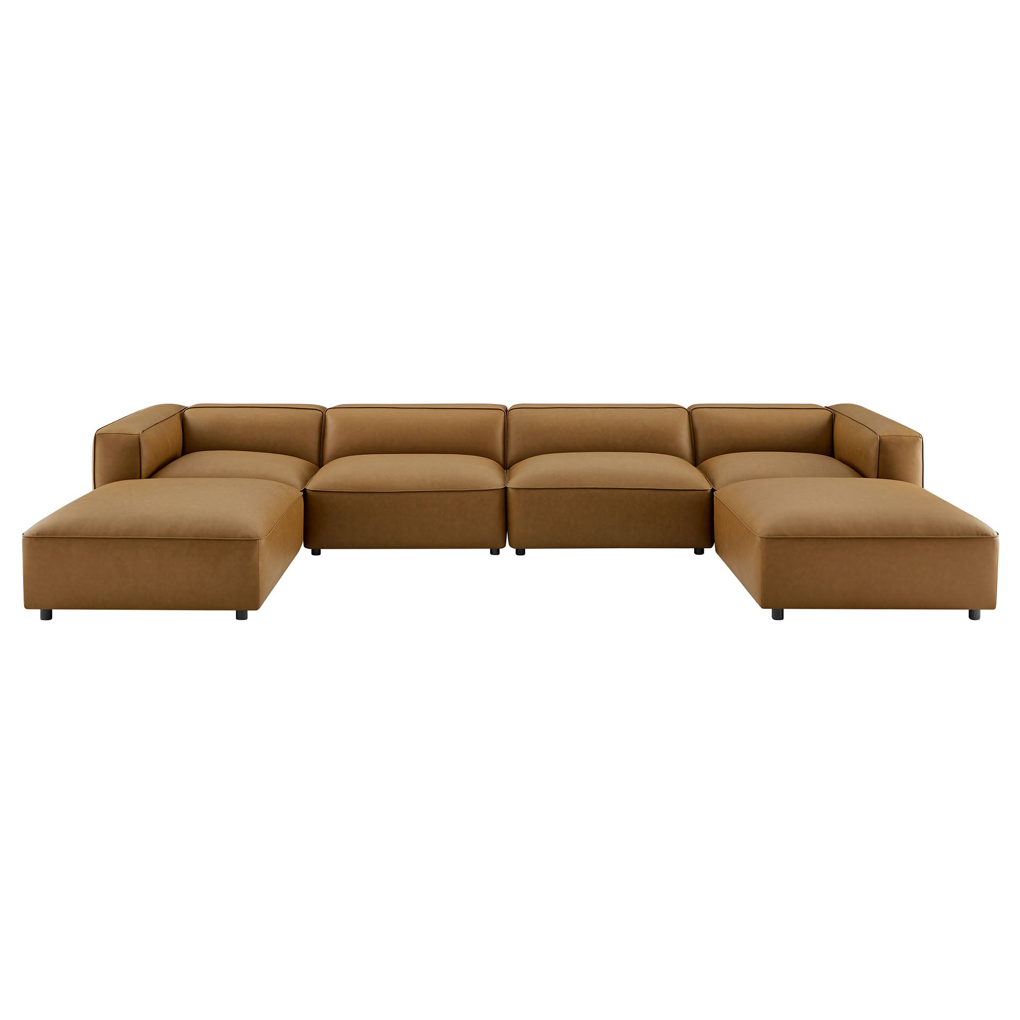 Modway Auren 6-Piece Upholstered Vegan Leather Modular Sofa