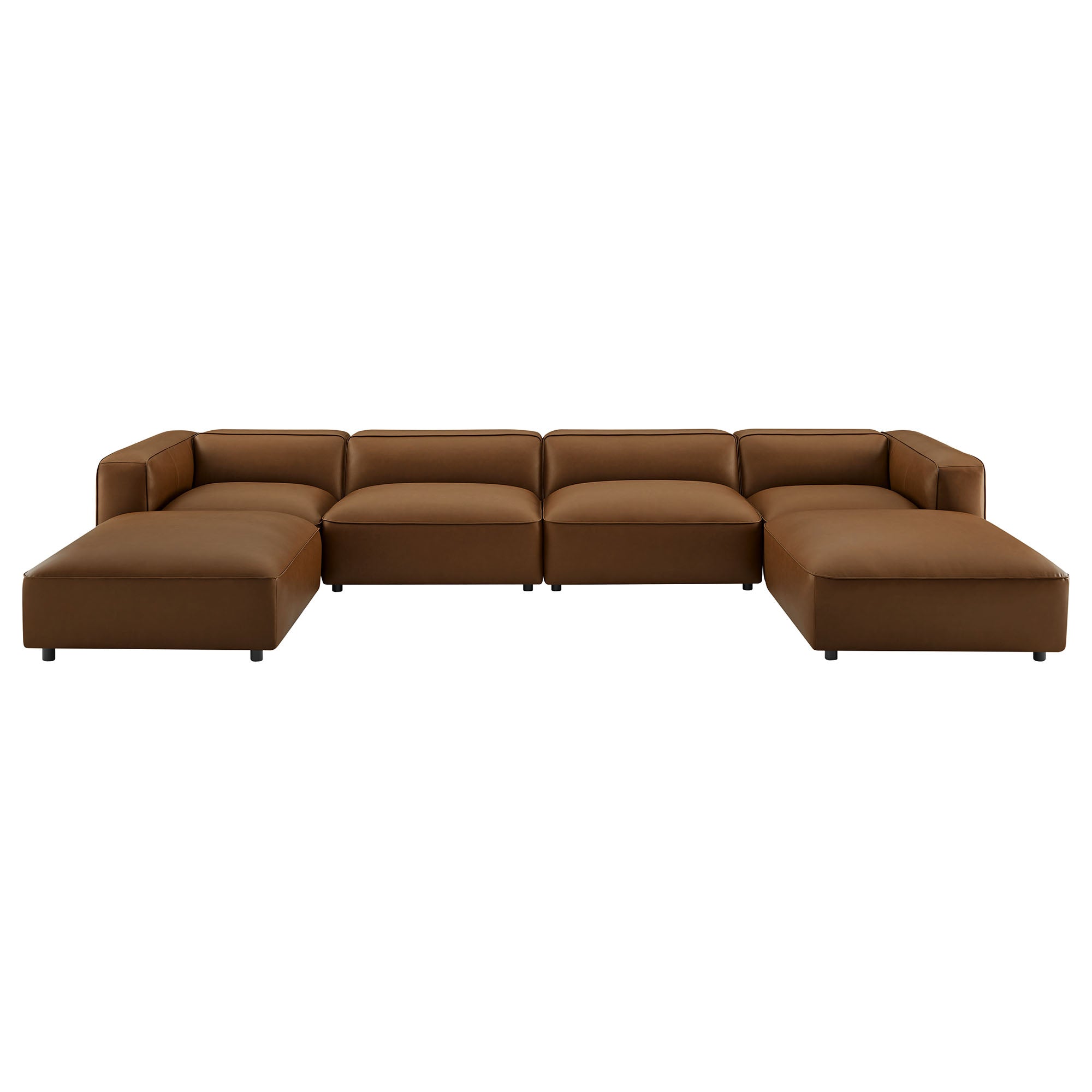 Modway Auren 6-Piece Upholstered Vegan Leather Modular Sofa