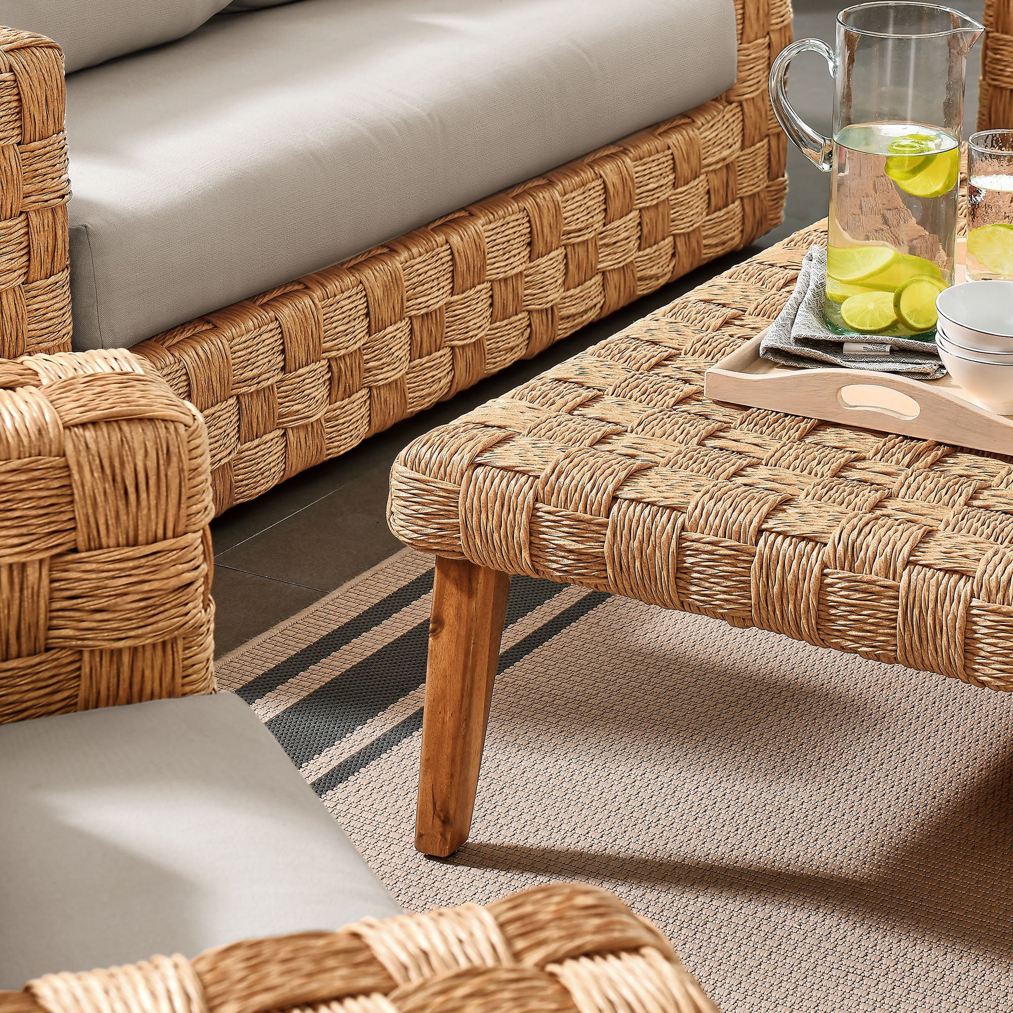 Modway Thames 4-Piece Outdoor Patio Wicker Outdoor Patio Rattan Furniture Set