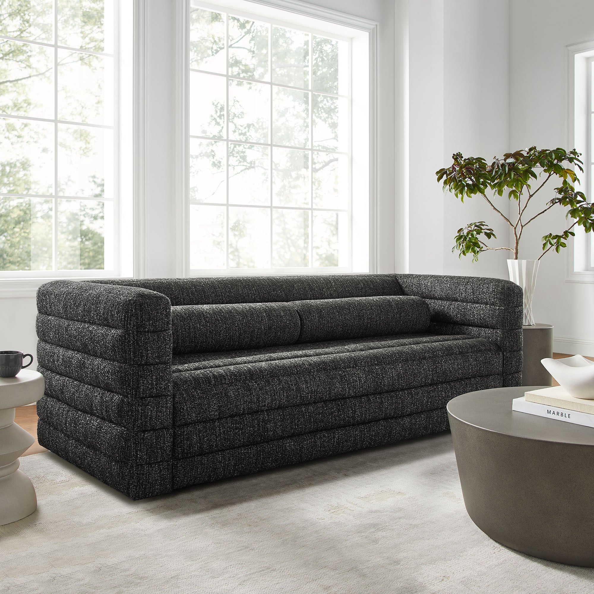 Modway Relle Channel Tufted Boucle Upholstered Sofa