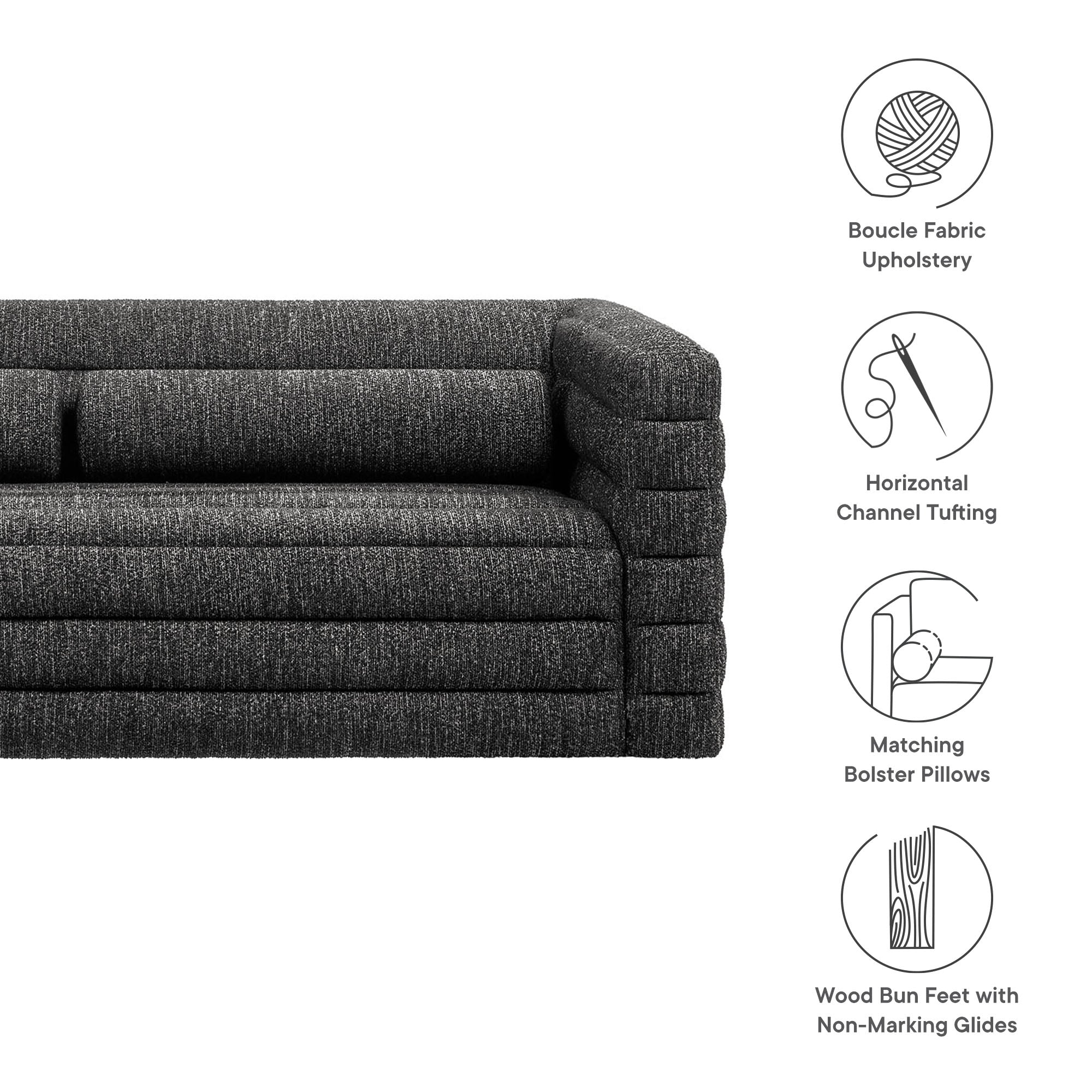Modway Relle Channel Tufted Boucle Upholstered Sofa