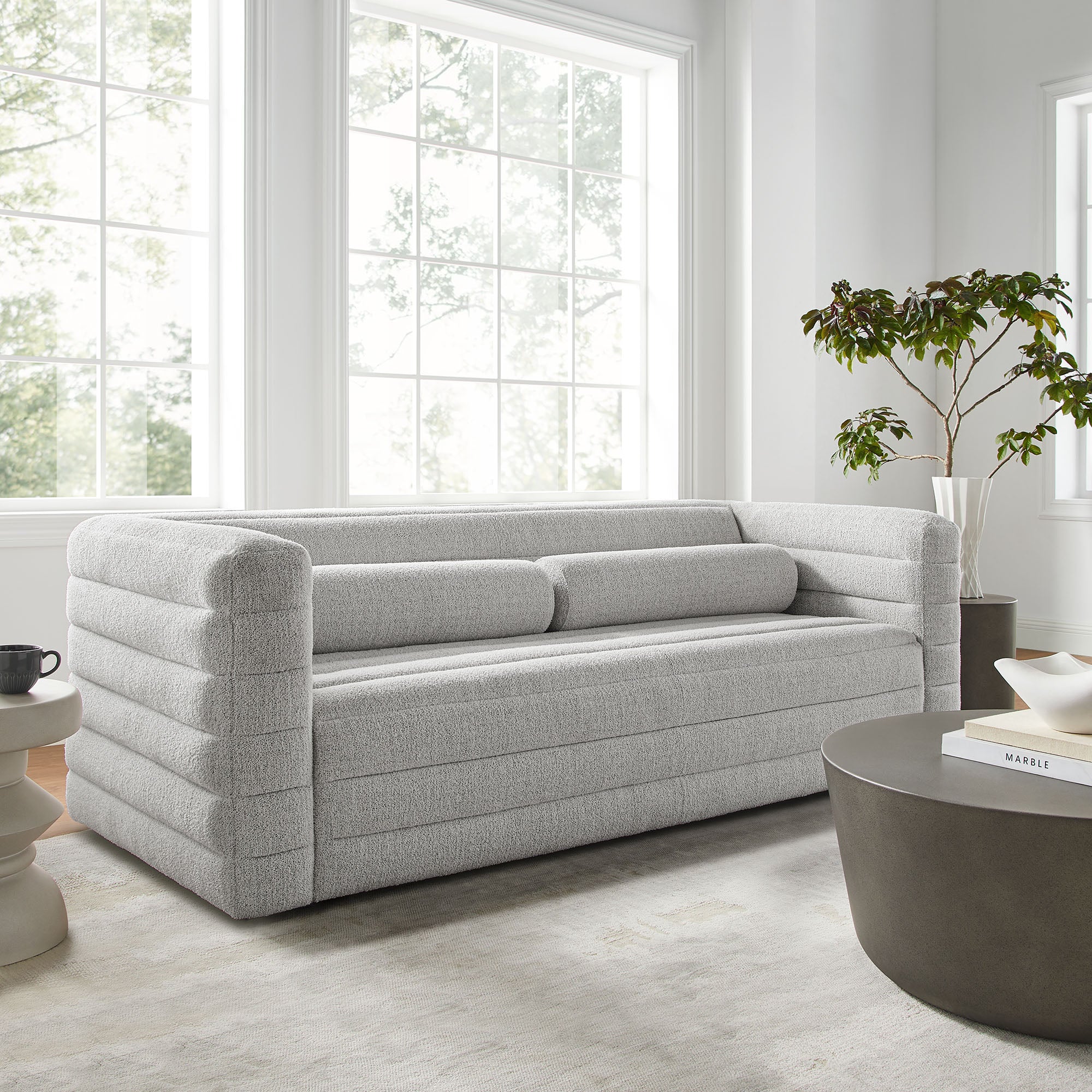 Modway Relle Channel Tufted Boucle Upholstered Sofa