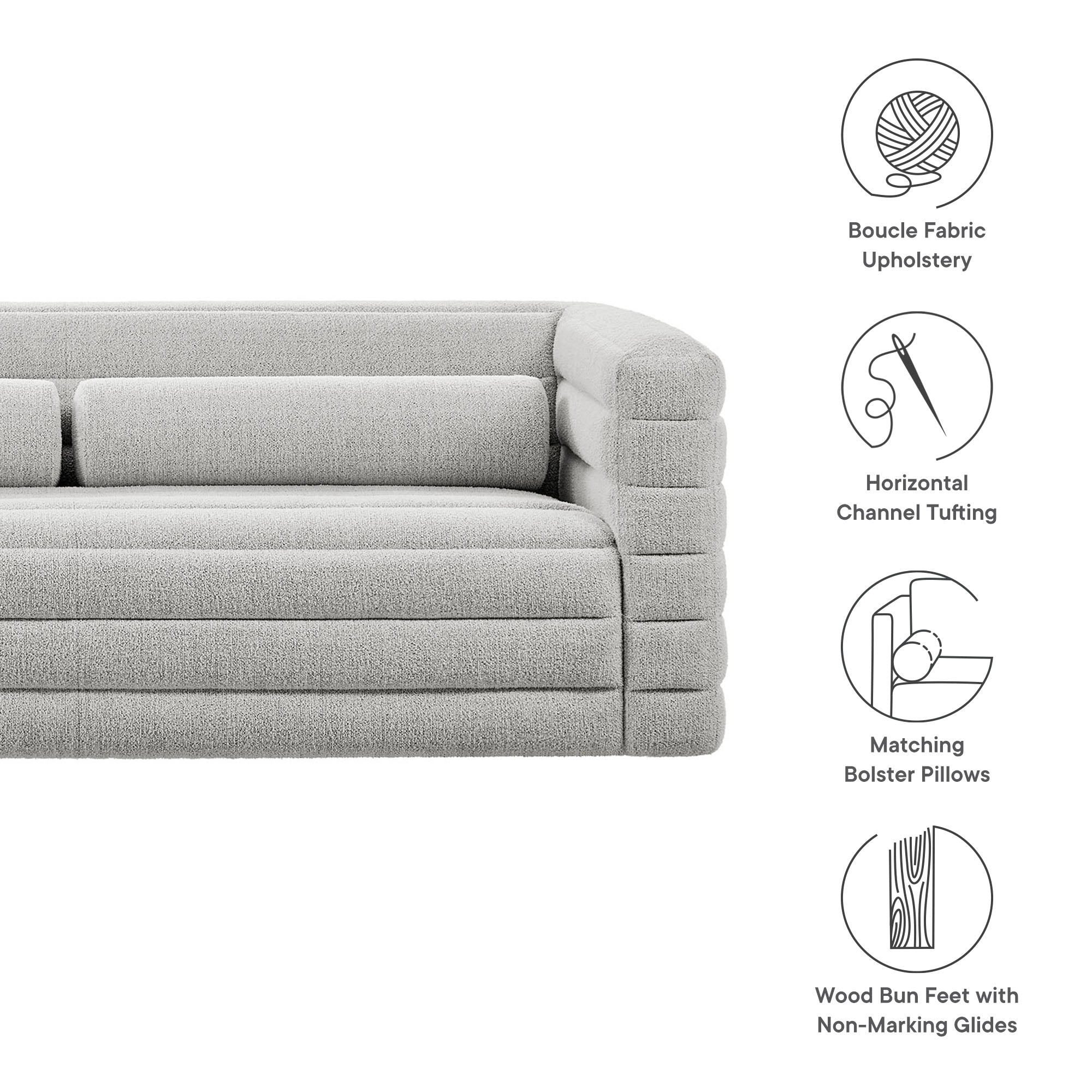 Modway Relle Channel Tufted Boucle Upholstered Sofa