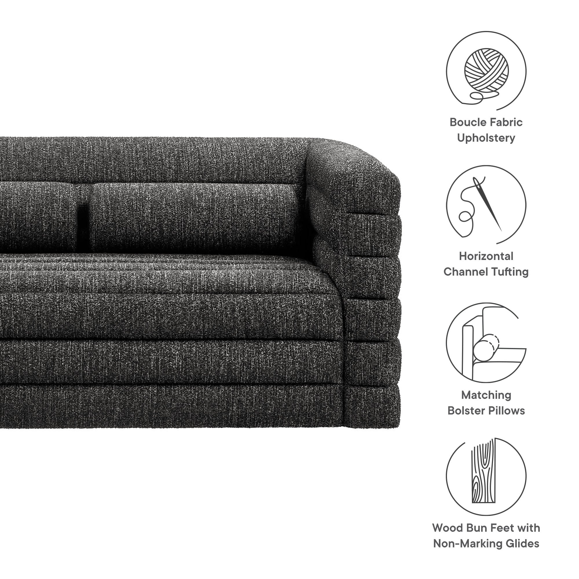 Modway Relle Channel Tufted Boucle Upholstered Loveseat