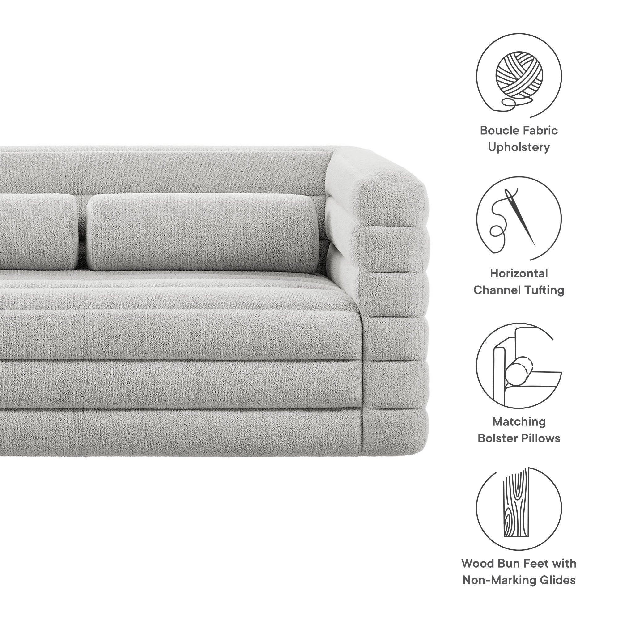 Modway Relle Channel Tufted Boucle Upholstered Loveseat